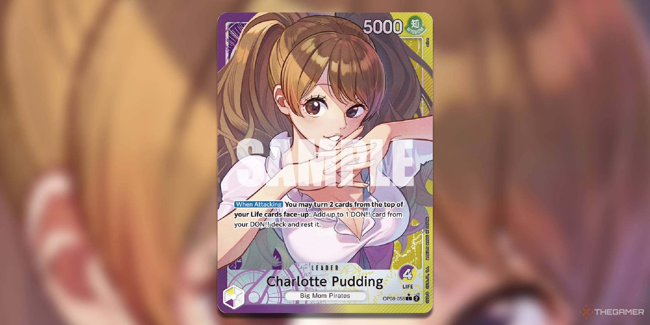 Charlotte Pudding leader alternate art from OP08 Two Legends.