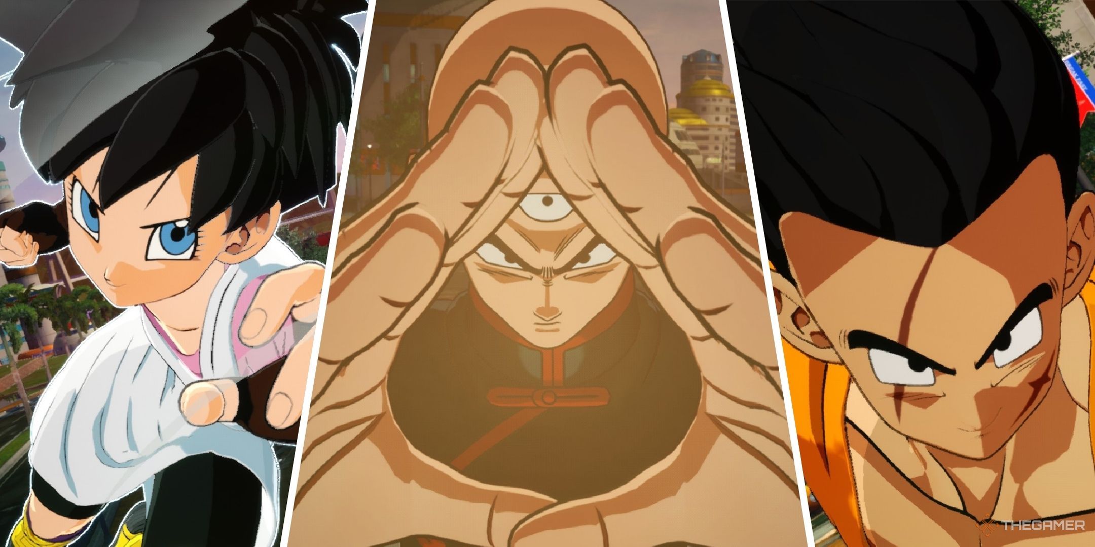 Dragon Ball Sparking Zero image showing Videl, Tien and Yamcha.