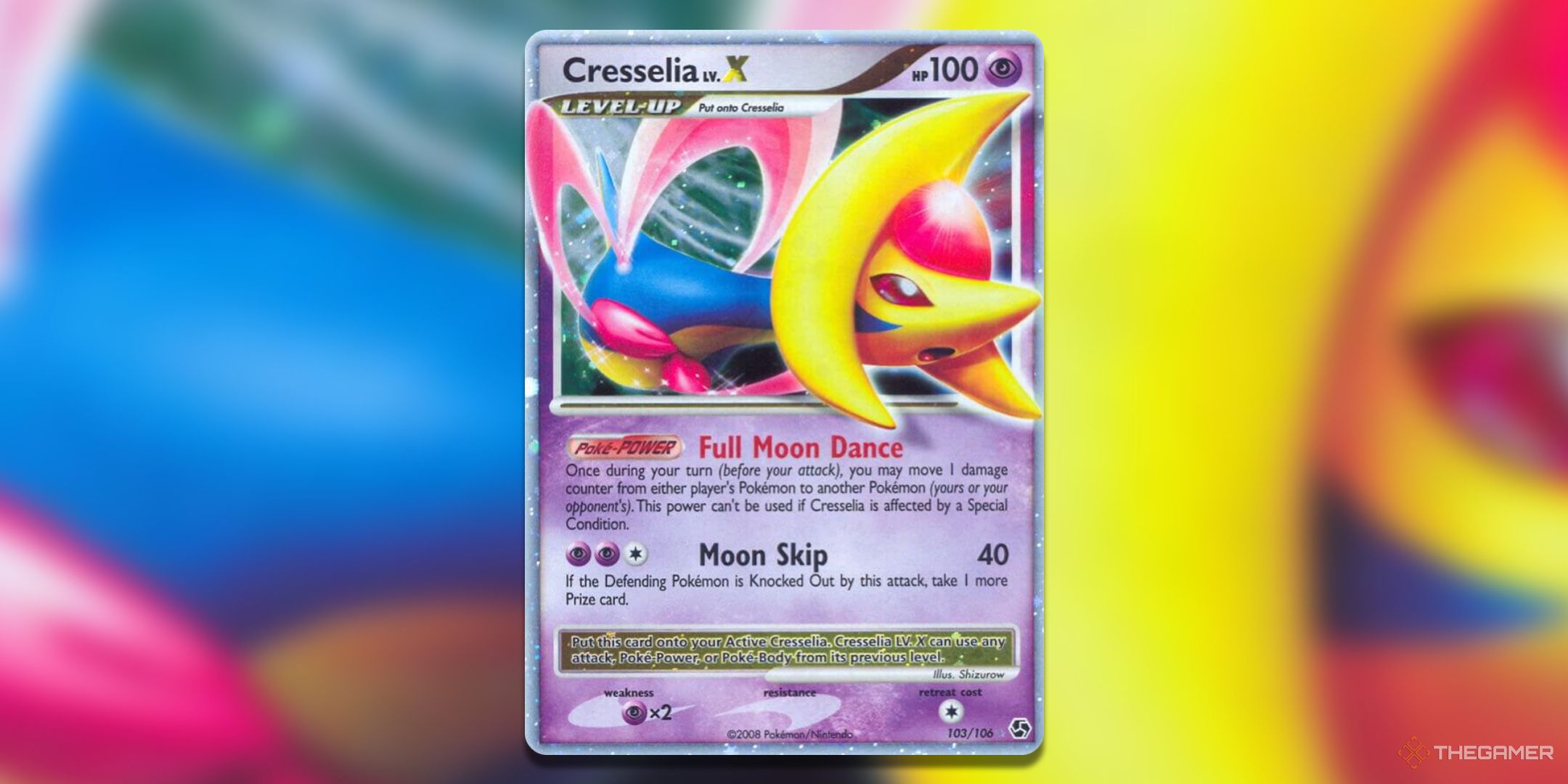 Cresselia Lv.X Pokemon TCG Card Art.
