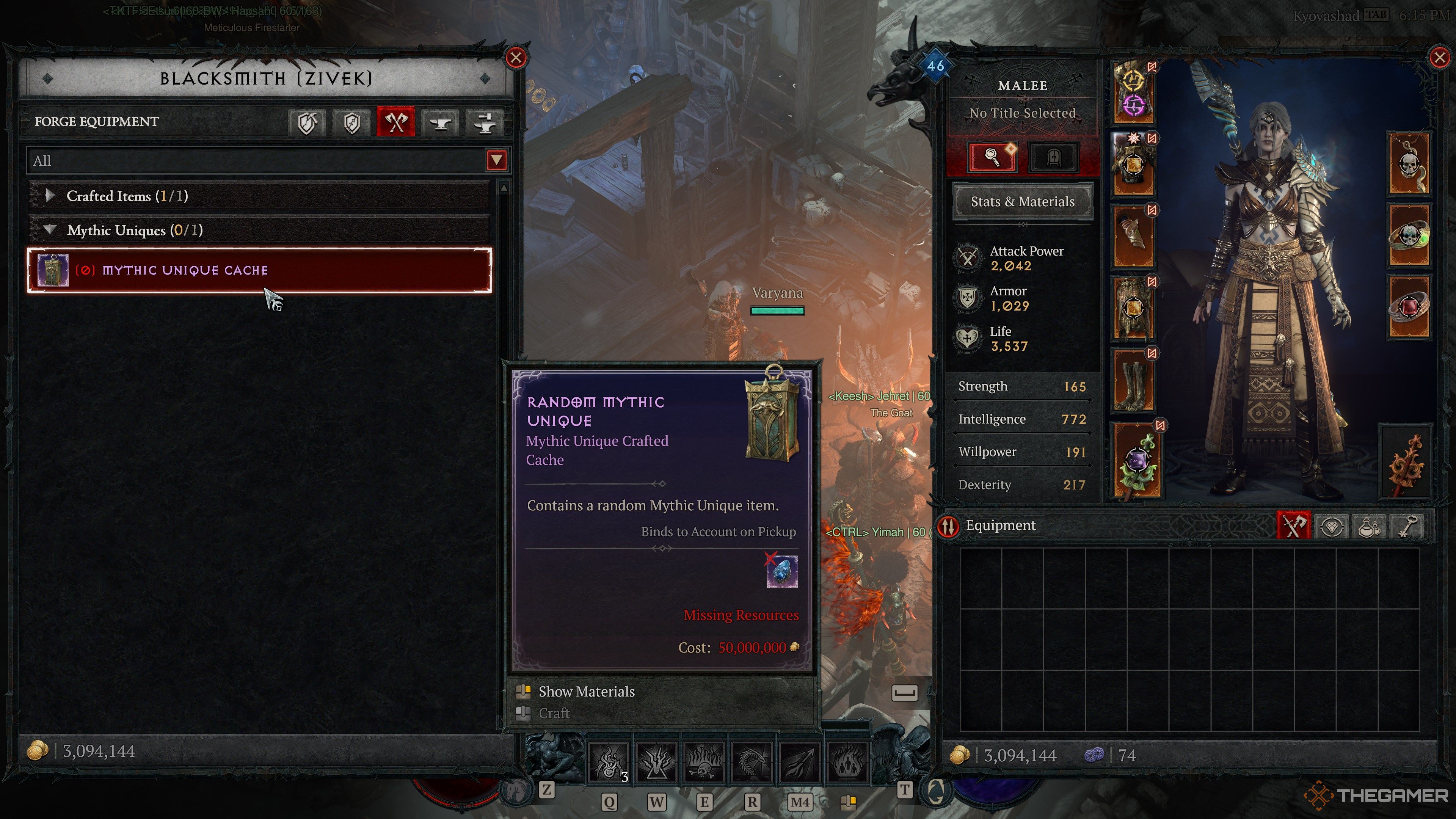 Diablo 4 Blacksmith Mythic Cache