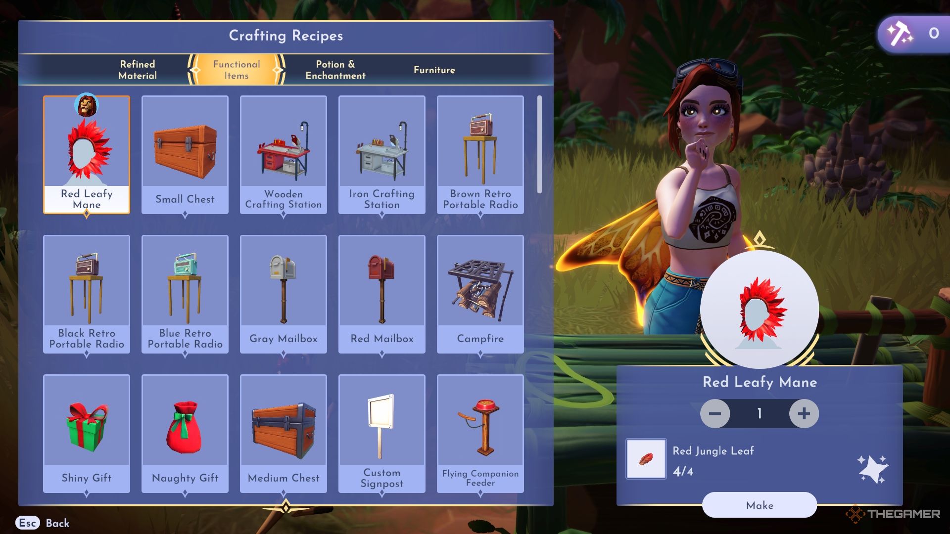 Crafting a Leafy Mane at the Crafting Station in The Lion King Realm.