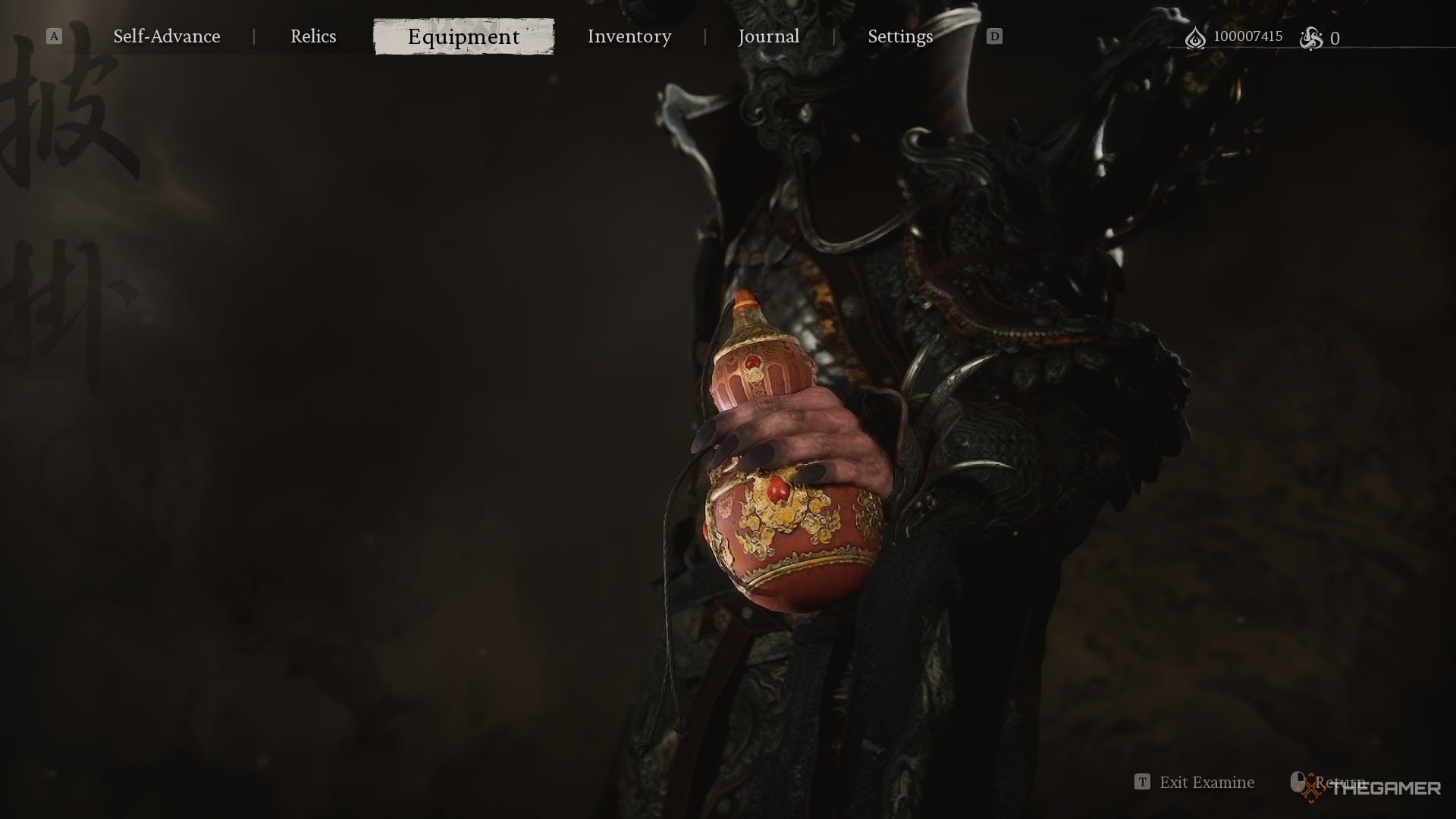 The Destined One holding the Fiery Gourd in Black Myth: Wukong. 