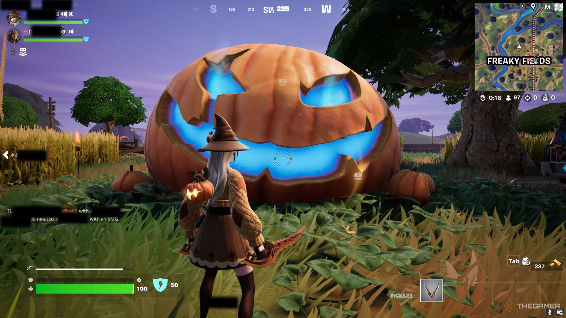 A screenshot of a player looking at a pumpkin in Fortnite.