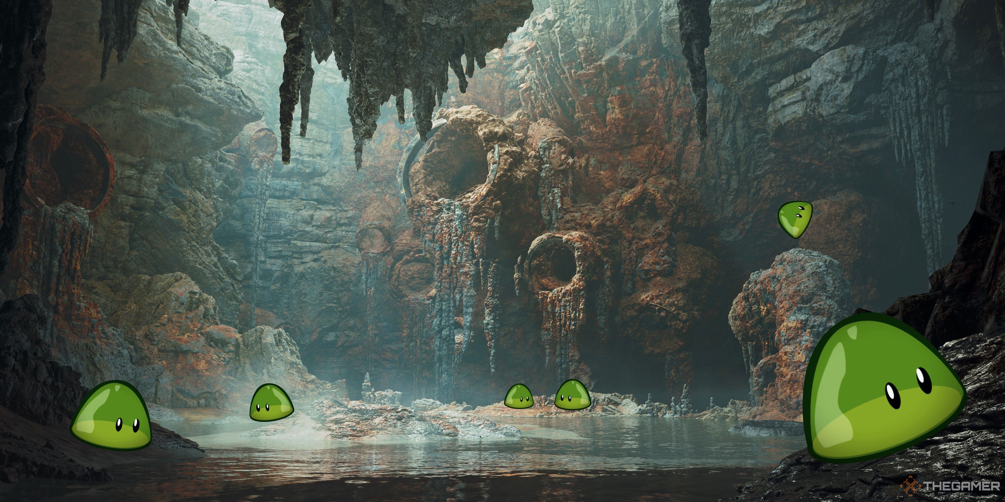 green blobs living inside a monster hunter wilds cave