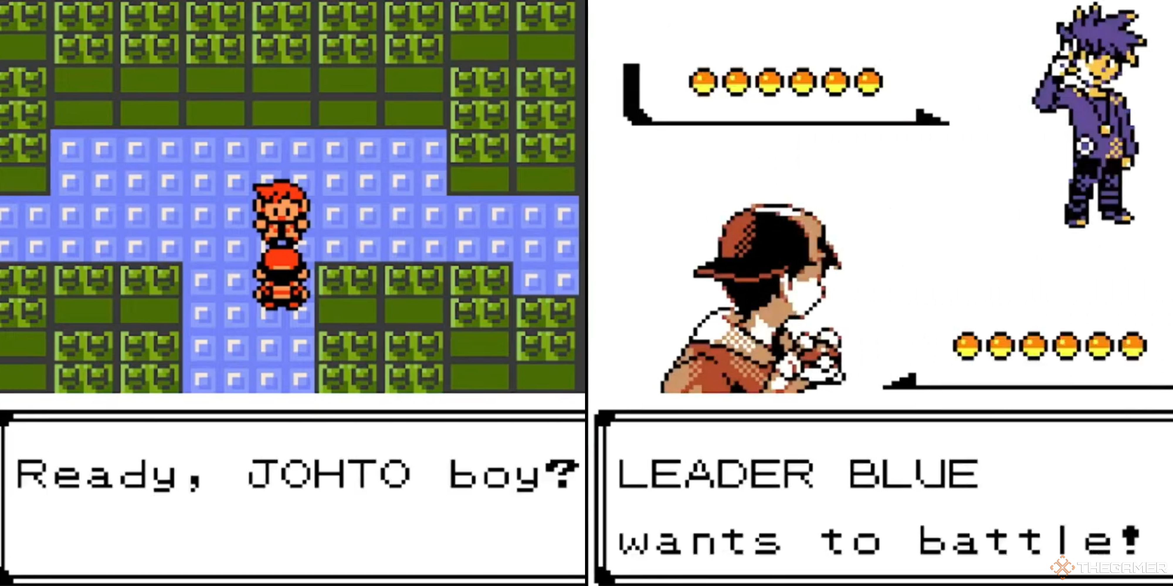 Gym Leader Blue challenges the trainer to a battle in Pokemon Gold and Silver.