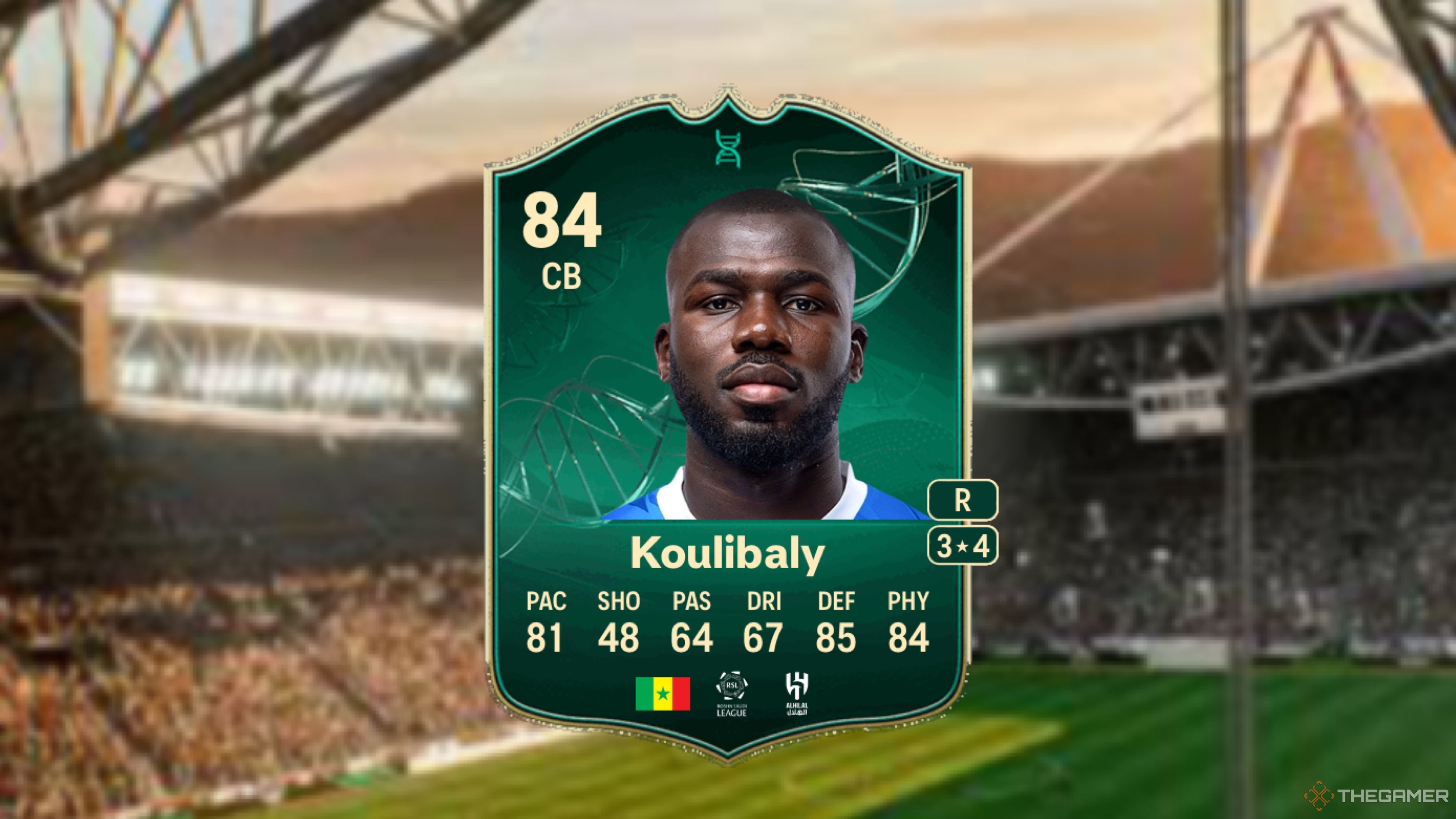 Image showing Koulibaly card against a faded stadium background. 