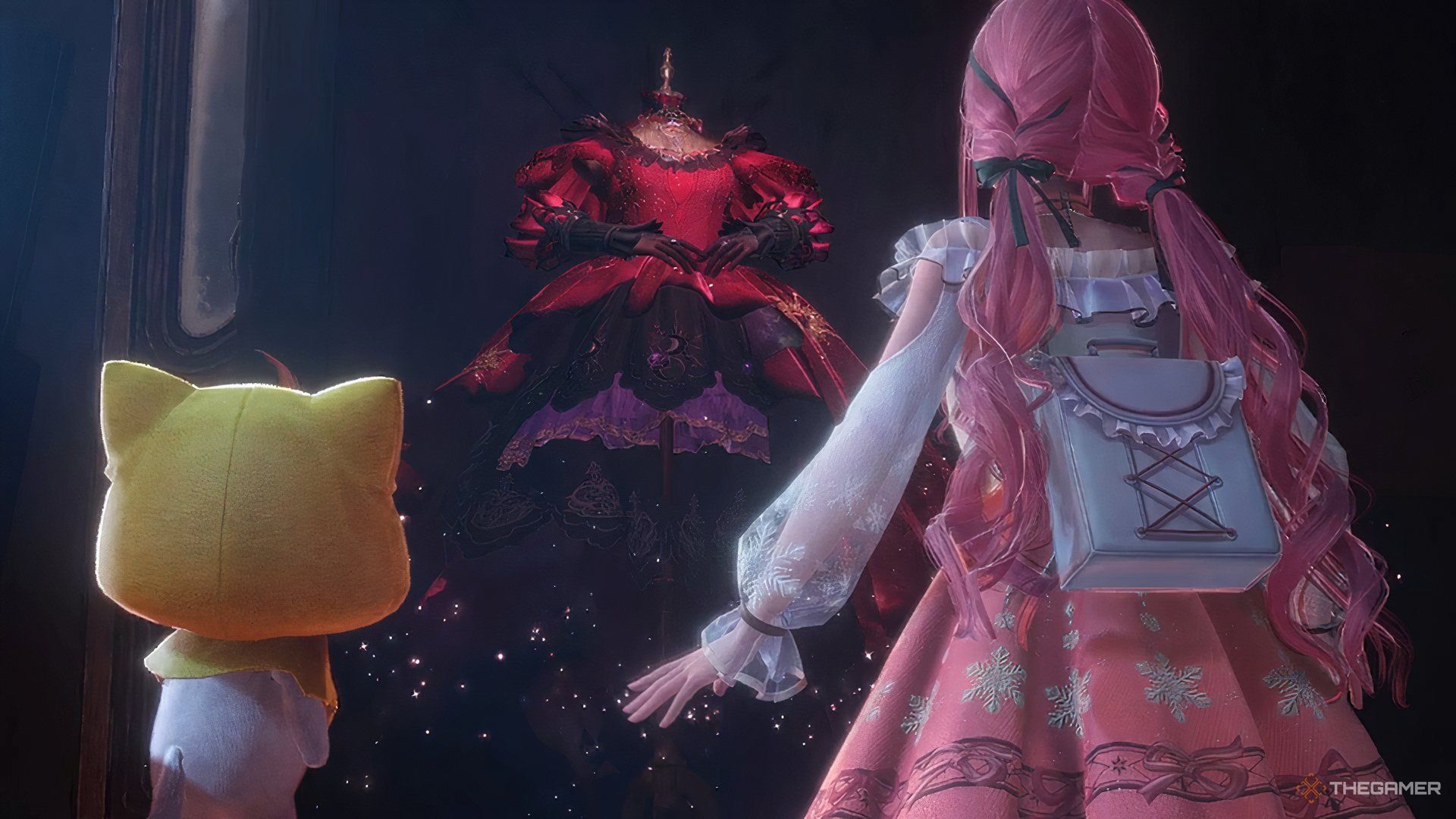 Nikki and Momo looking at the Threads of Reunion in the attic.