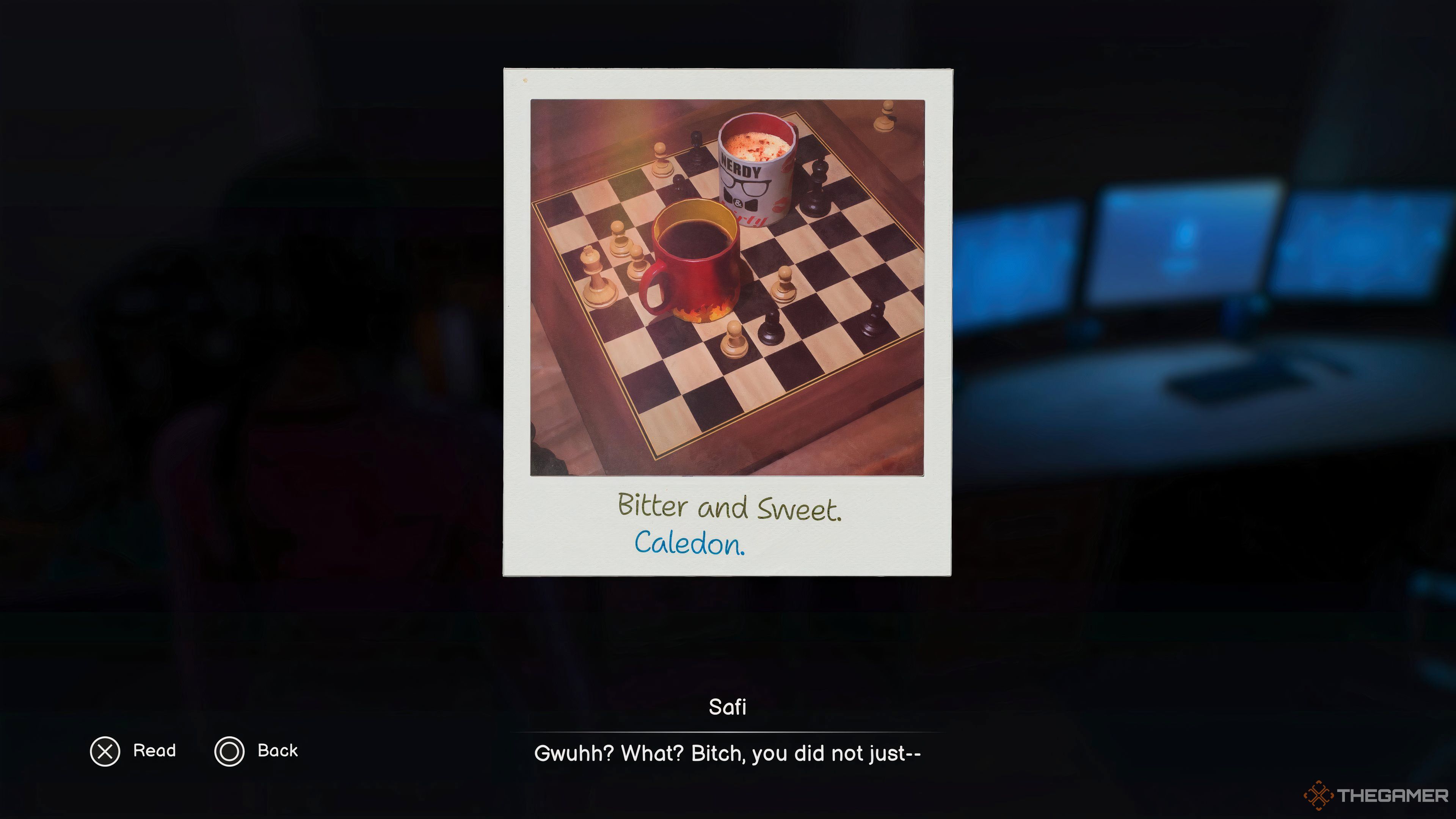 Polaroid Of Chess Board With Coffee Mugs In Life Is Strange: Double Exposure.