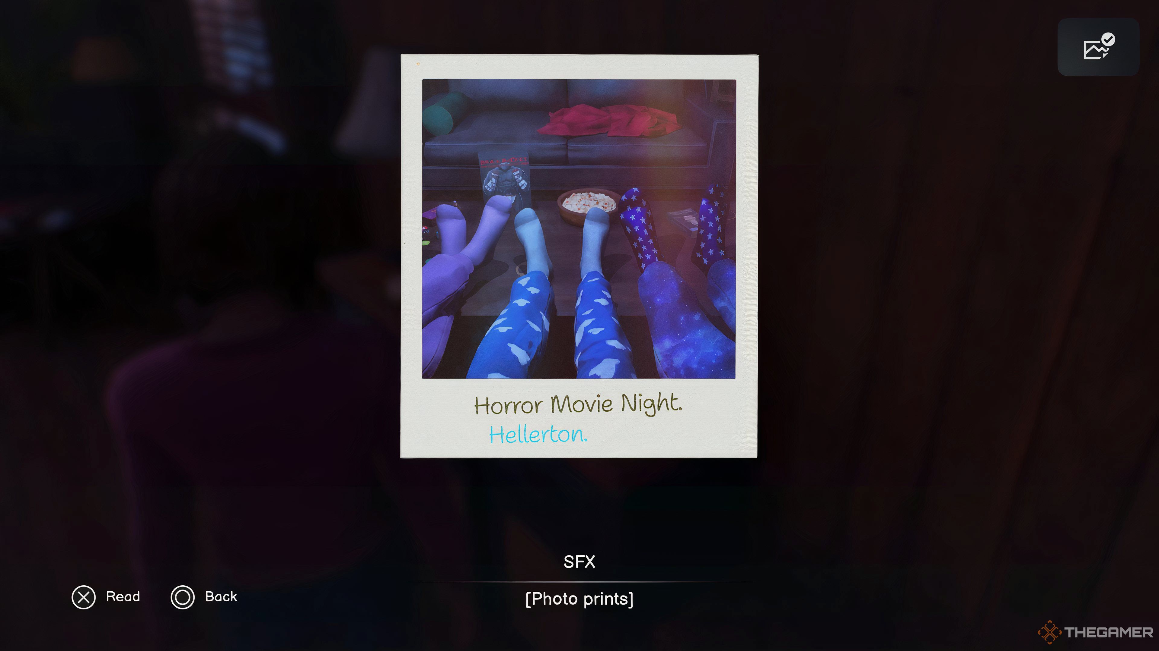 Polaroid Of Max And Friends Wearing Pajamas Watching A Horror Movie Night In Life Is Strange: Double Exposure.