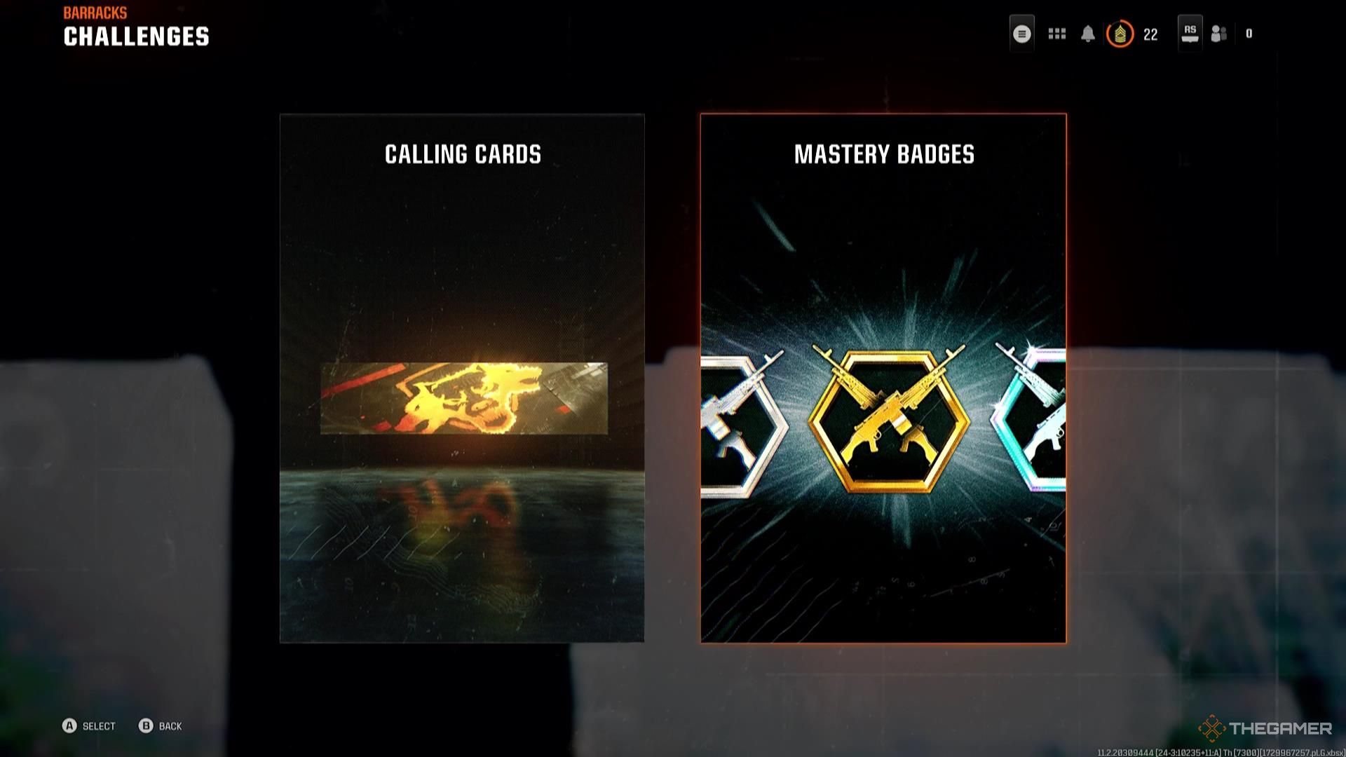 Mastery Badges and Calling Cards in the menu in Call of Duty: Black Ops 6.