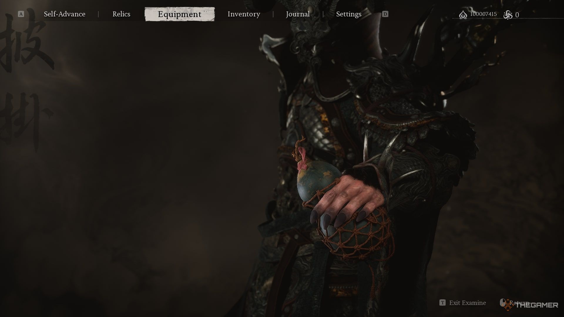 The Destined One holding the Qing-Tian Gourd in Black Myth: Wukong. 