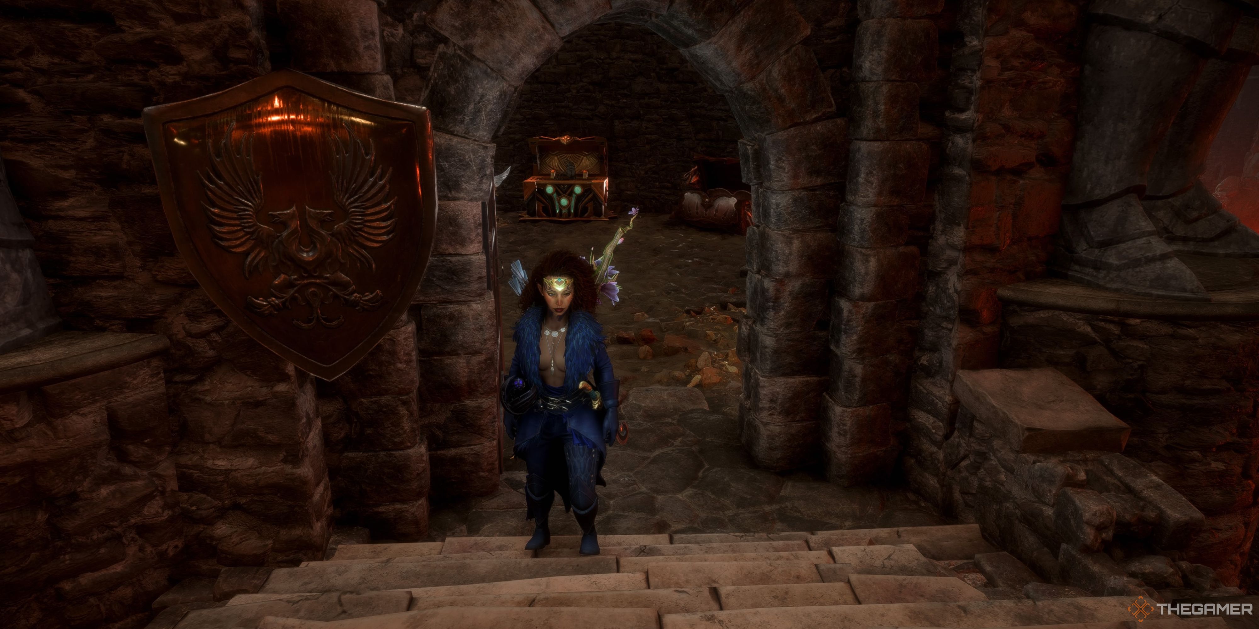Rook at the entrance of the Treasure of Sharksmouth Mountain in Dragon Age The Veilguard