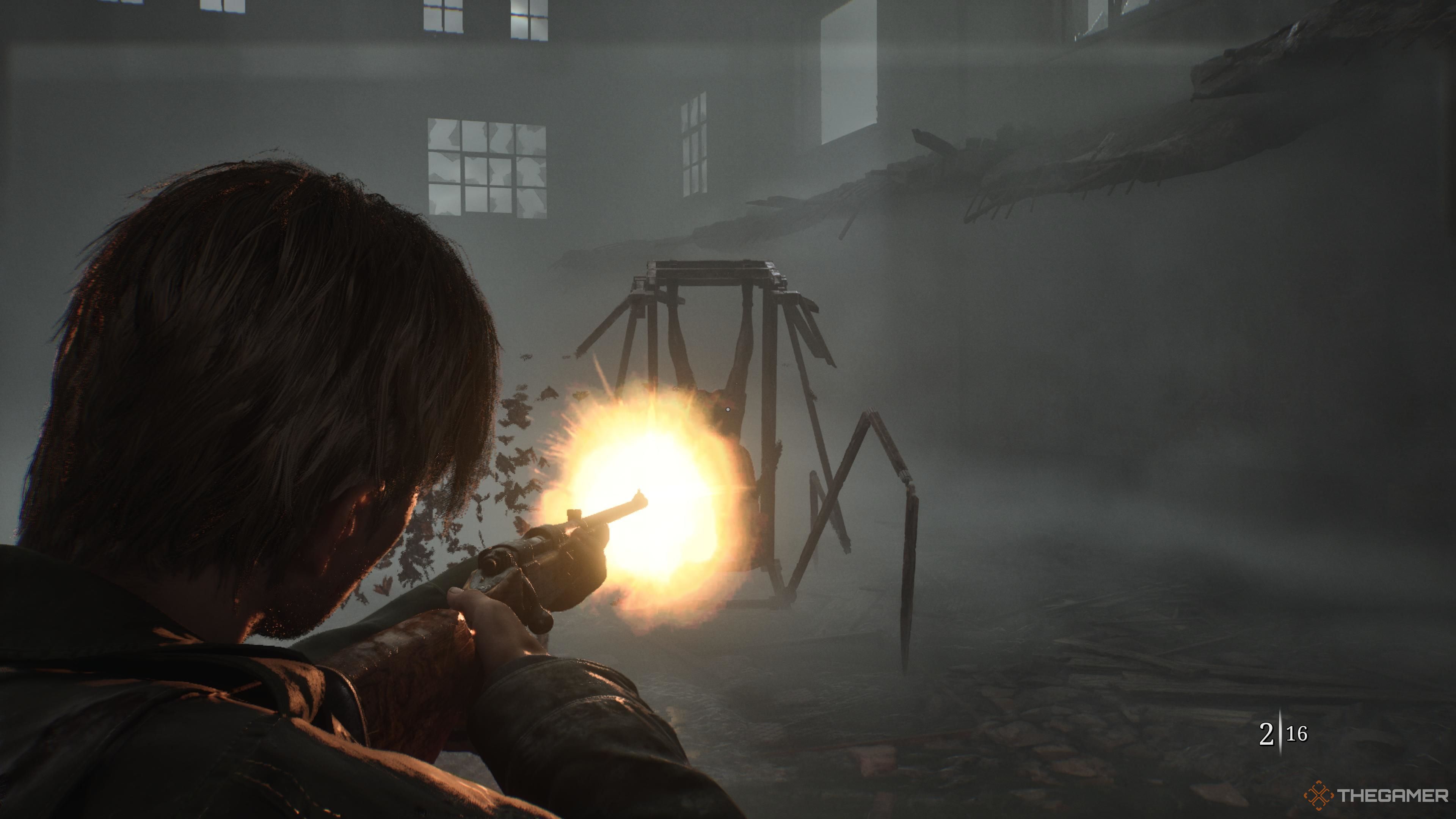 Silent Hill 2. Shooting Mary in her final form with a rifle.