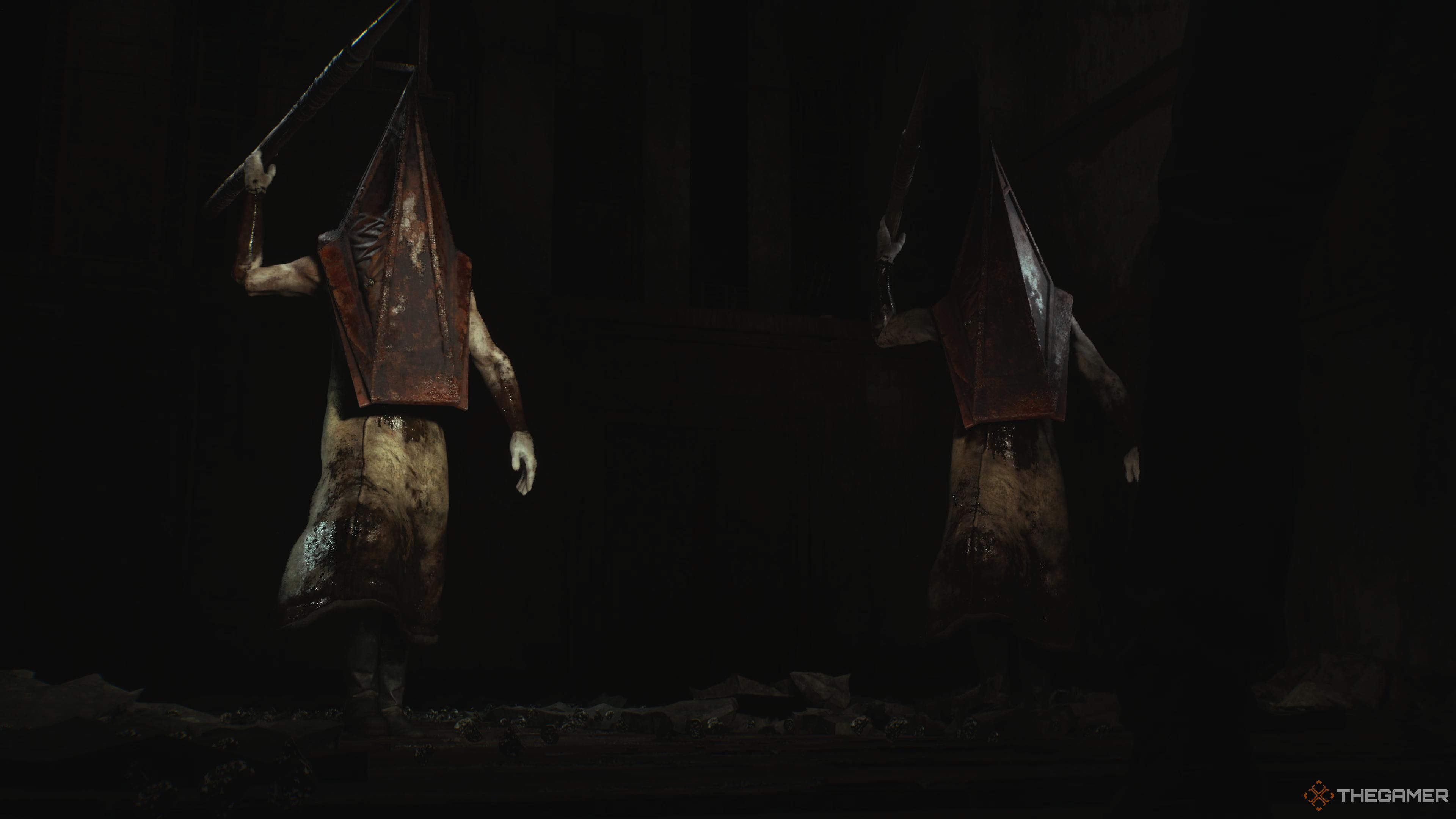 Silent Hill 2. The pair of pyramid heads.