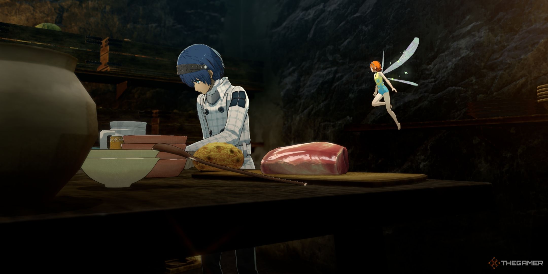 The Metaphor: ReFantazio protagonist and Gallica at a table making Redgrass-Roasted Bidou.