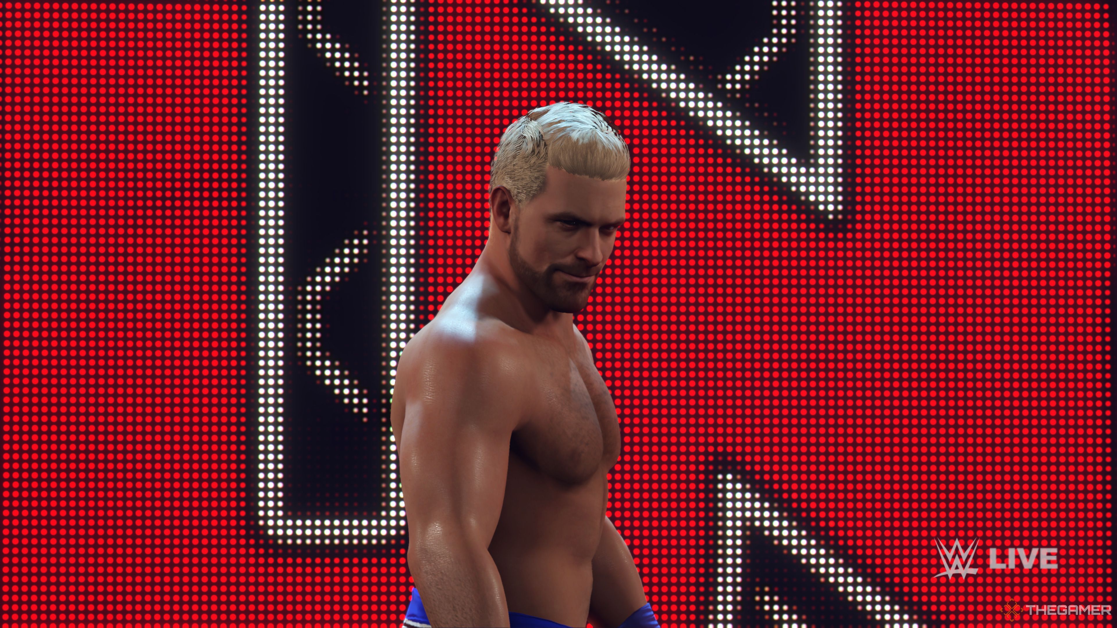 An image of a create-a-wrestler version of Joe Hendry in WWE 2K24. 