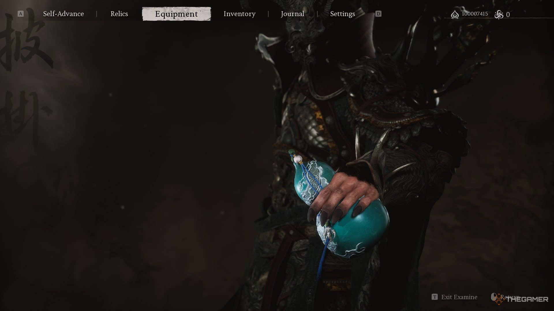 The Destined One holding the Xiang River Goddess Gourd in Black Myth: Wukong.