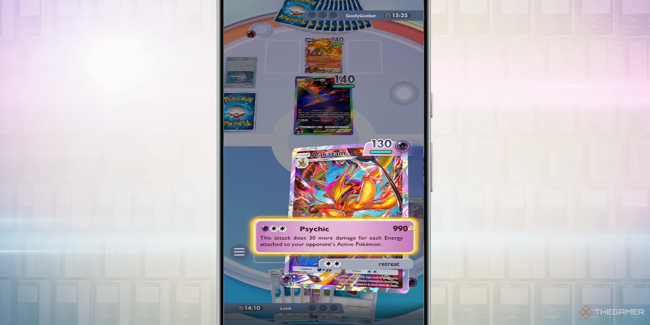 alakazam dealing 990 damage in pokemon tcg pocket