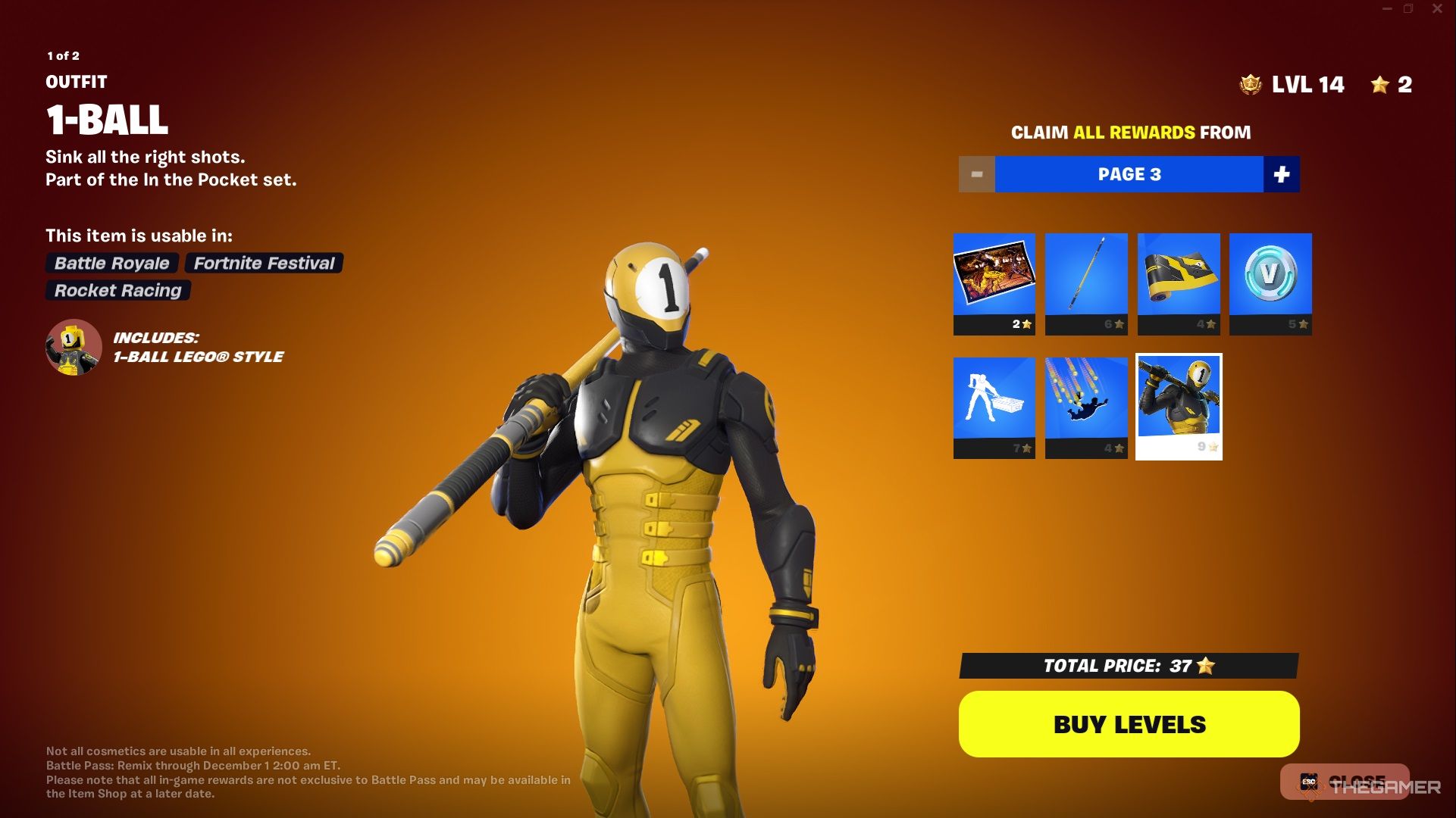 A screenshot showing how to buy levels in Fortnite.