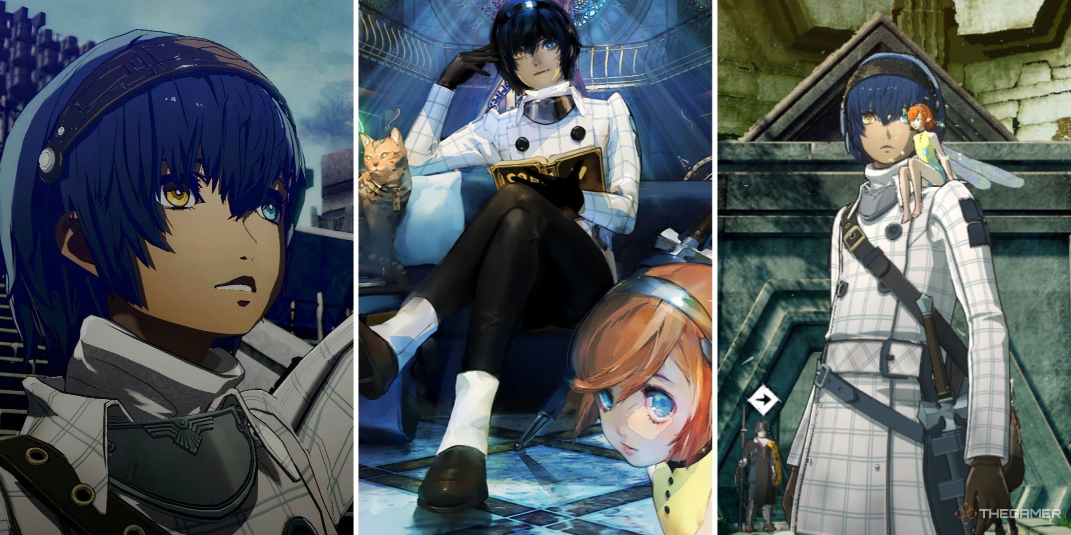 Collage with three pictures of the protagonist from Metaphor ReFantazio.