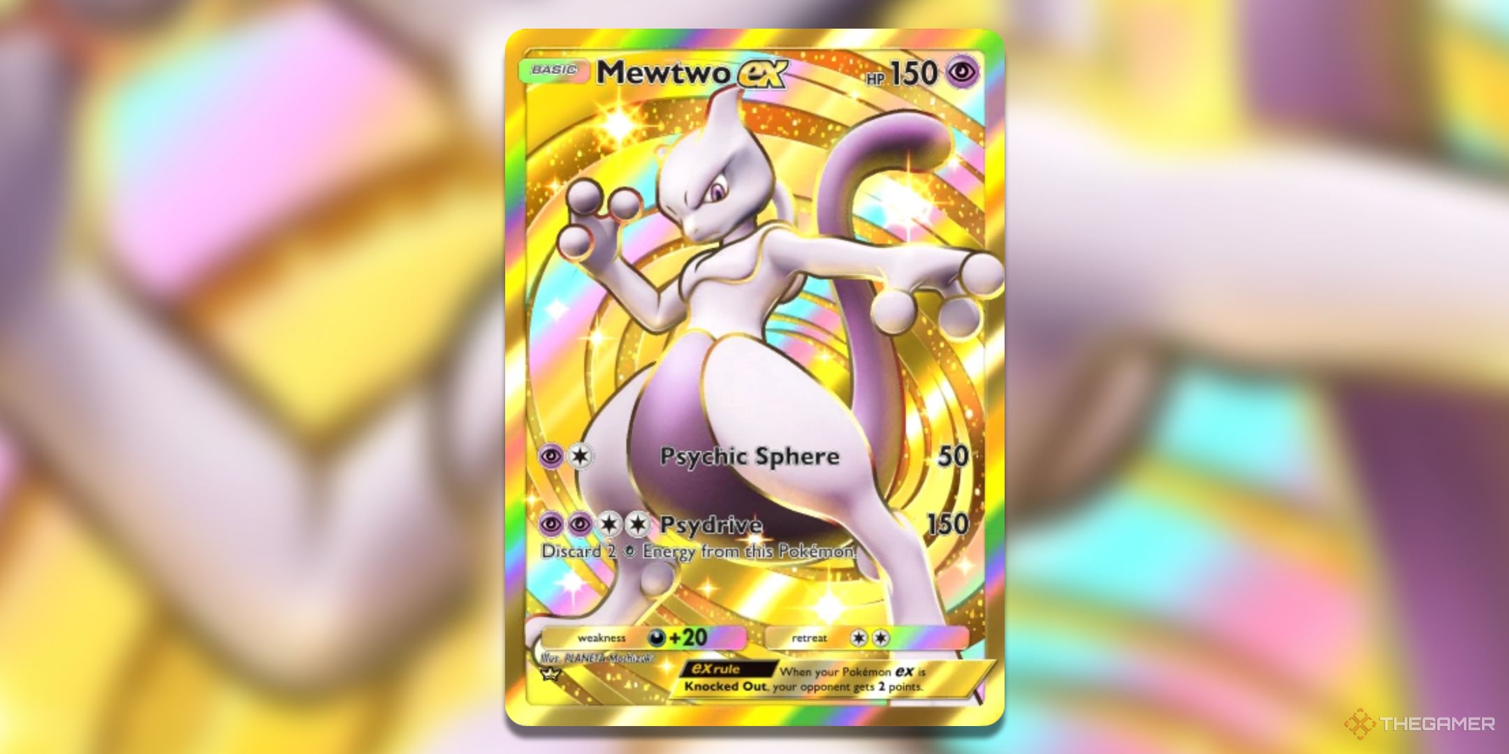 Crown Gold Mewtwo ex Pokemon TCG Pocket Card Art.