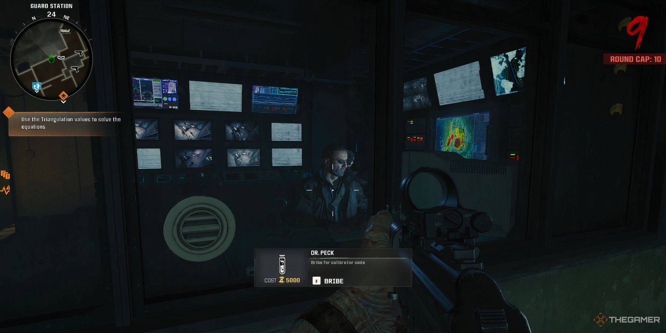 Standing in front of Dr. Peck's office at Terminus in Call Of Duty Black Ops 6 Zombies.