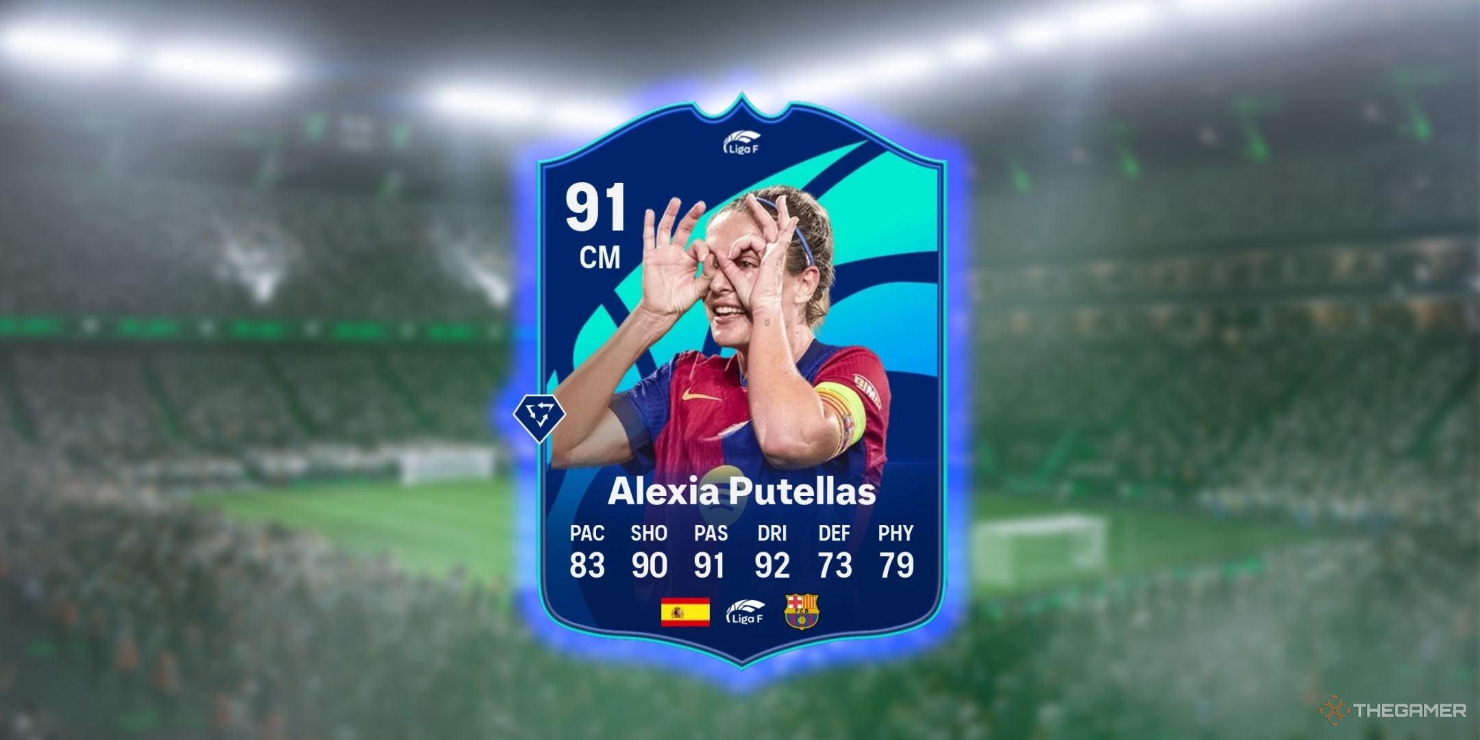 An image of POTM LIGA F Alexia Putellas player card in EA Sports FC 25.