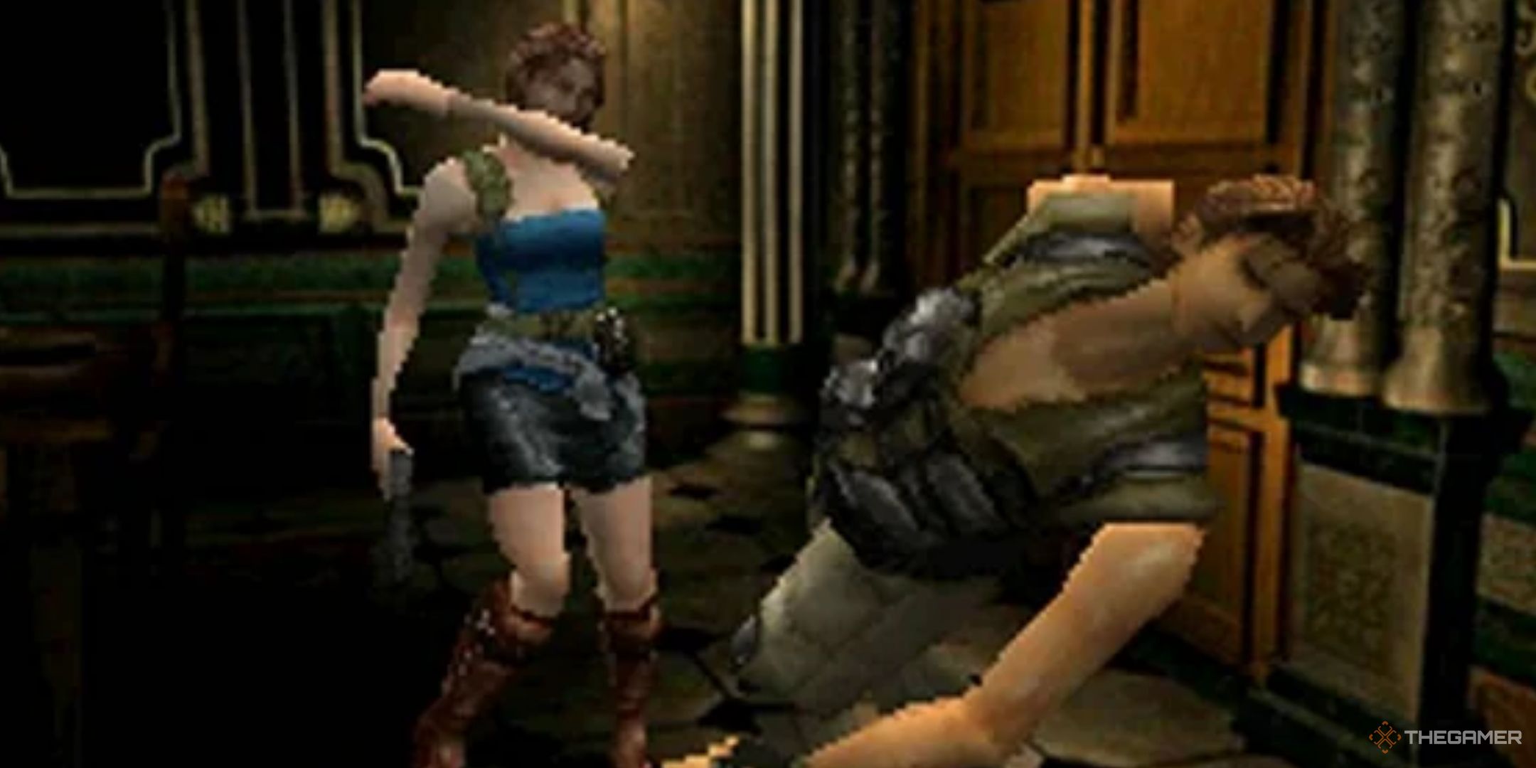 Jill slapping Carlos in Resident Evil 3.