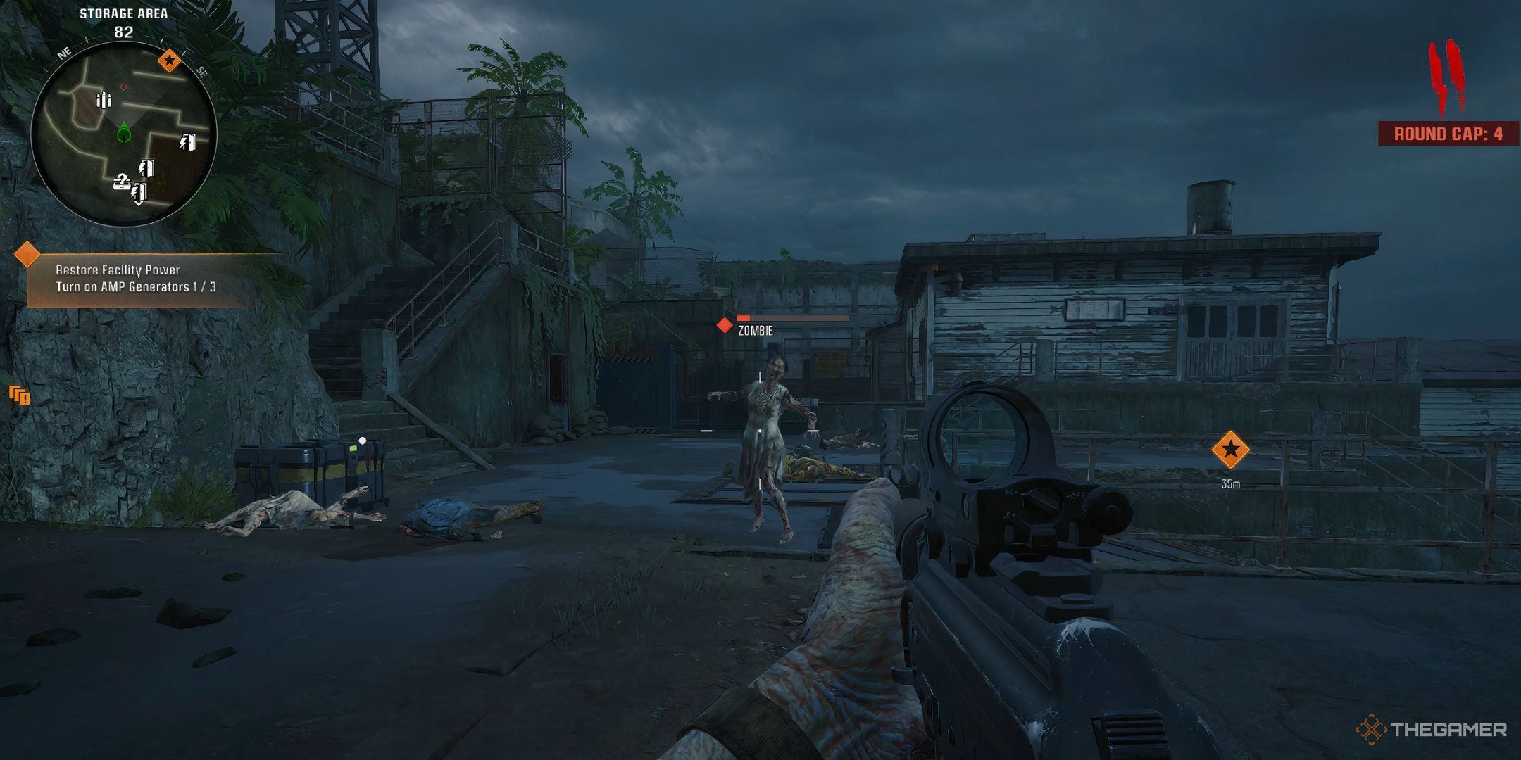 A zombie running towards the player on Round 2 of Terminus in Call Of Duty Black Ops 6 Zombies.
