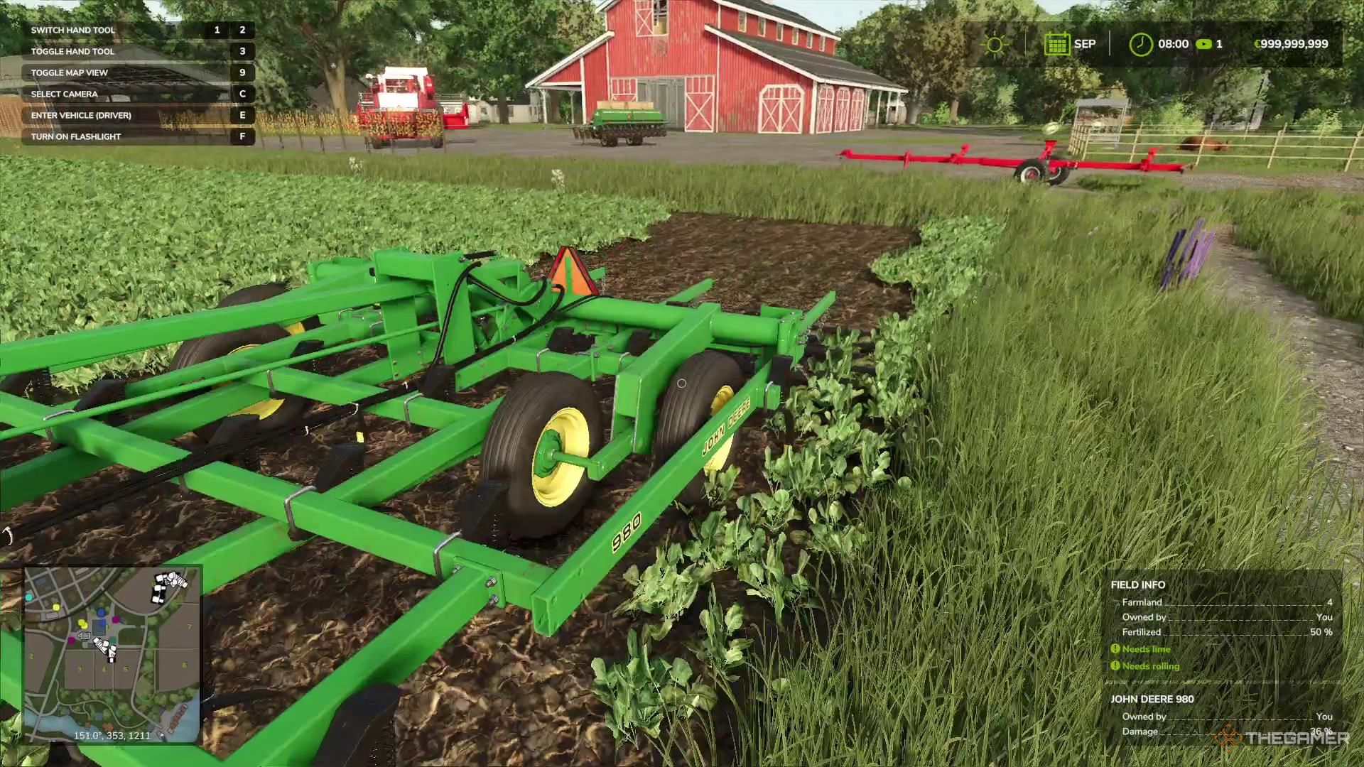 A cultivator has begun plucking grown oilseed radishes in Farming Simulator 25.