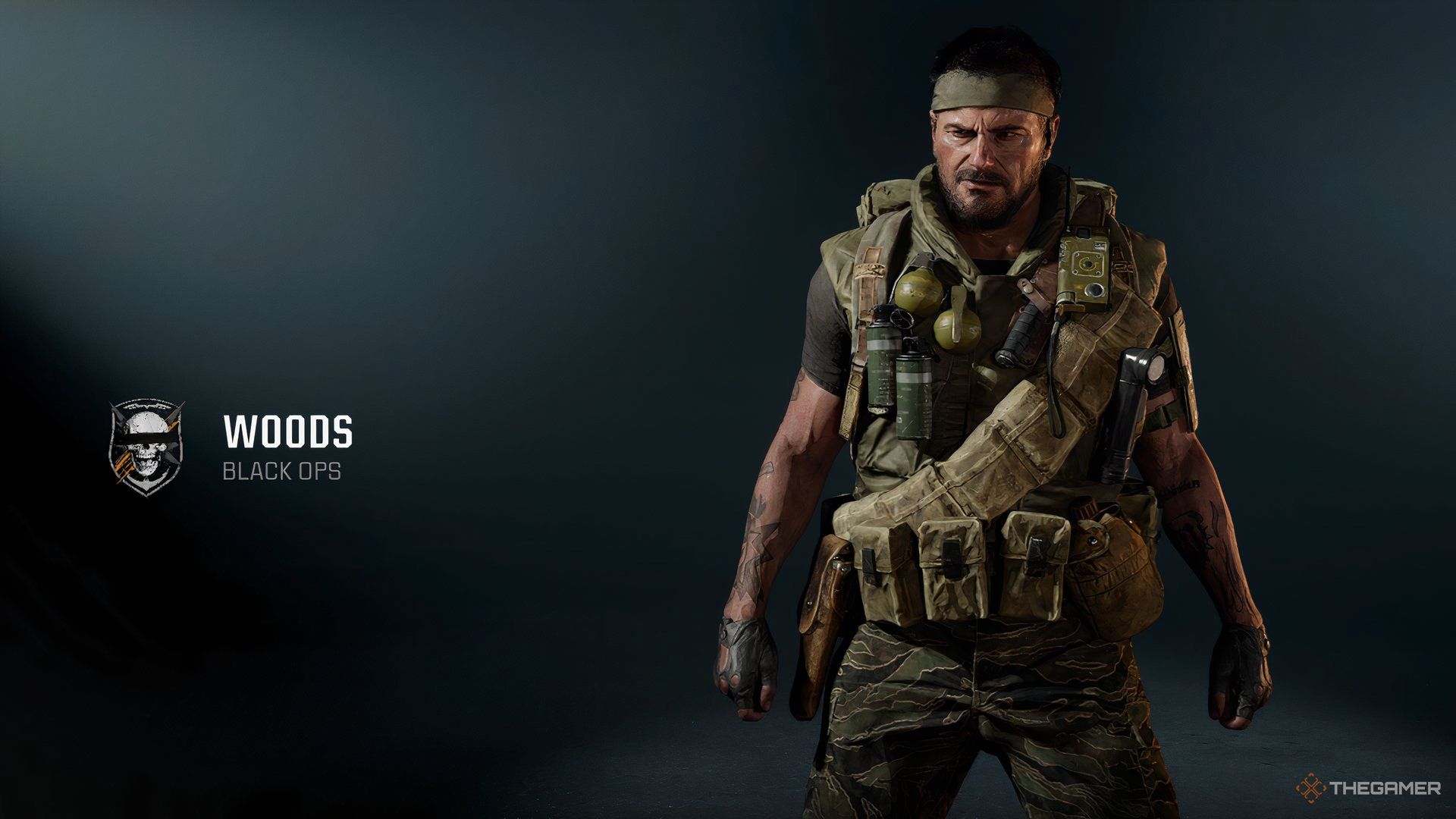 Showcasing Woods in Call of Duty Black Ops 6's Operator Menu.