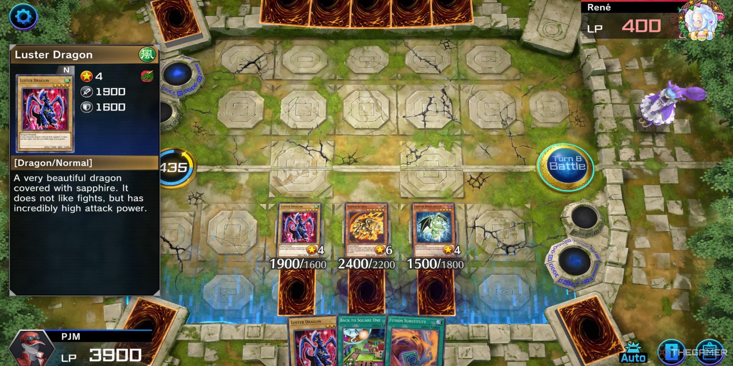 Two players engaged in a card battle from Yu-Gi-Oh Master Duel.