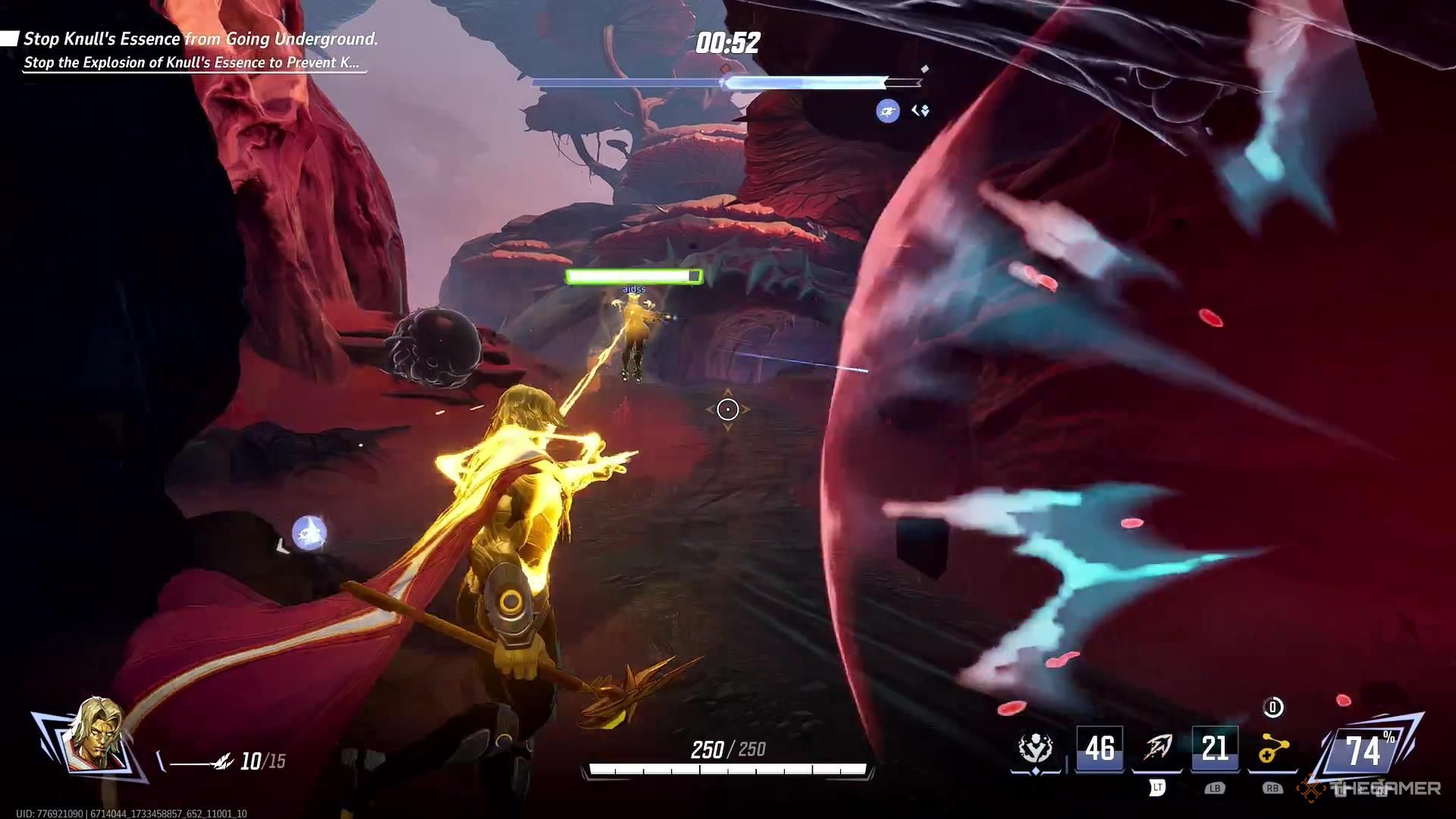 Adam Warlock healing an ally with Avatar Life Stream in Marvel Rivals.