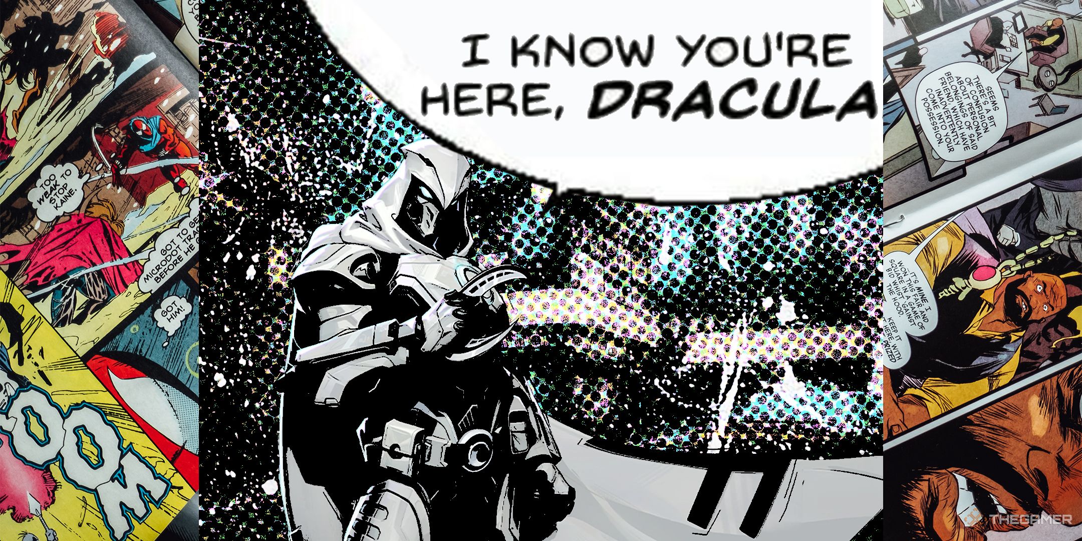 Moon Knight in Marvel Rivals asking for his money from Dracula.