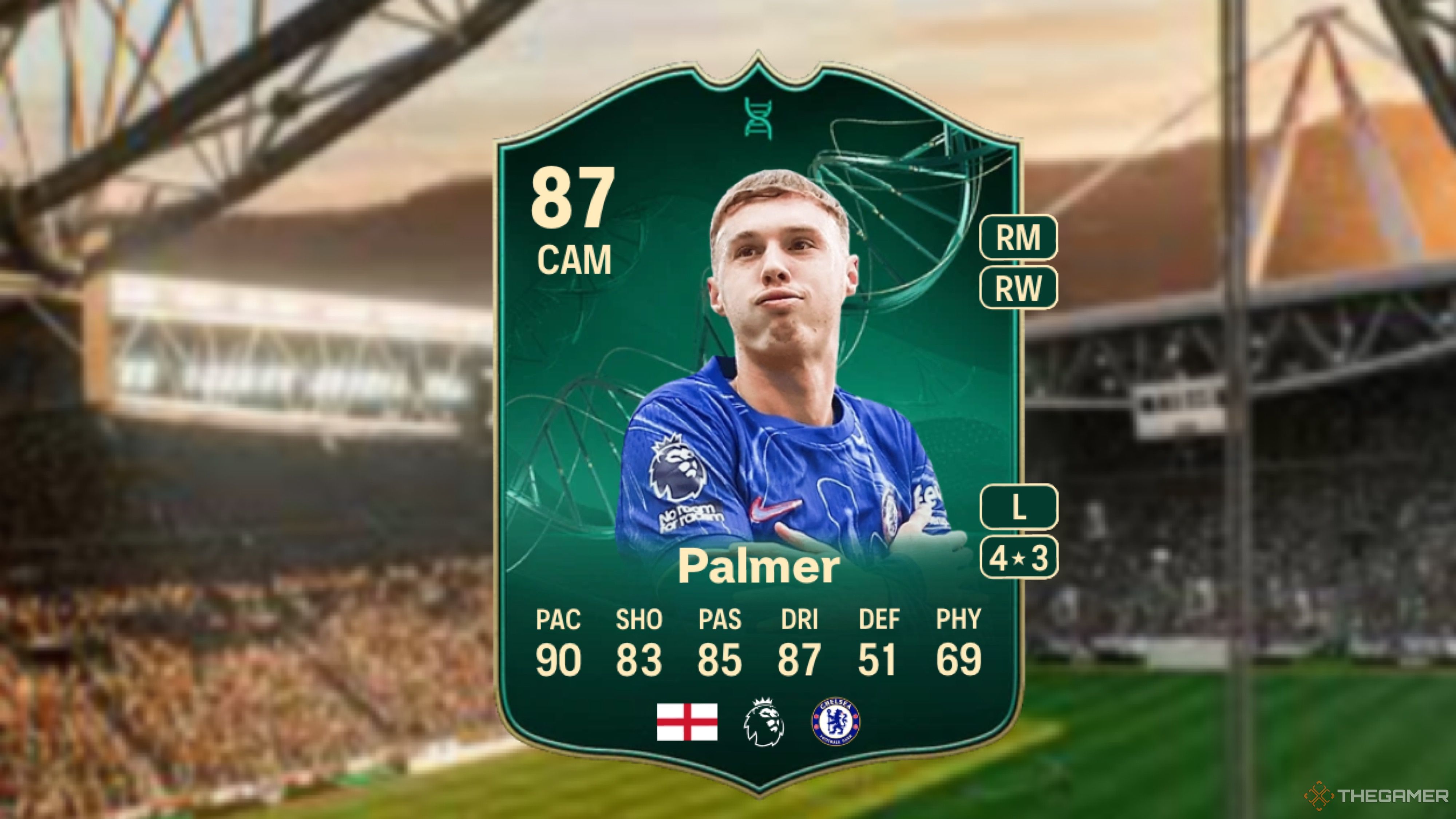 Image showing Palmer card against a faded stadium background.