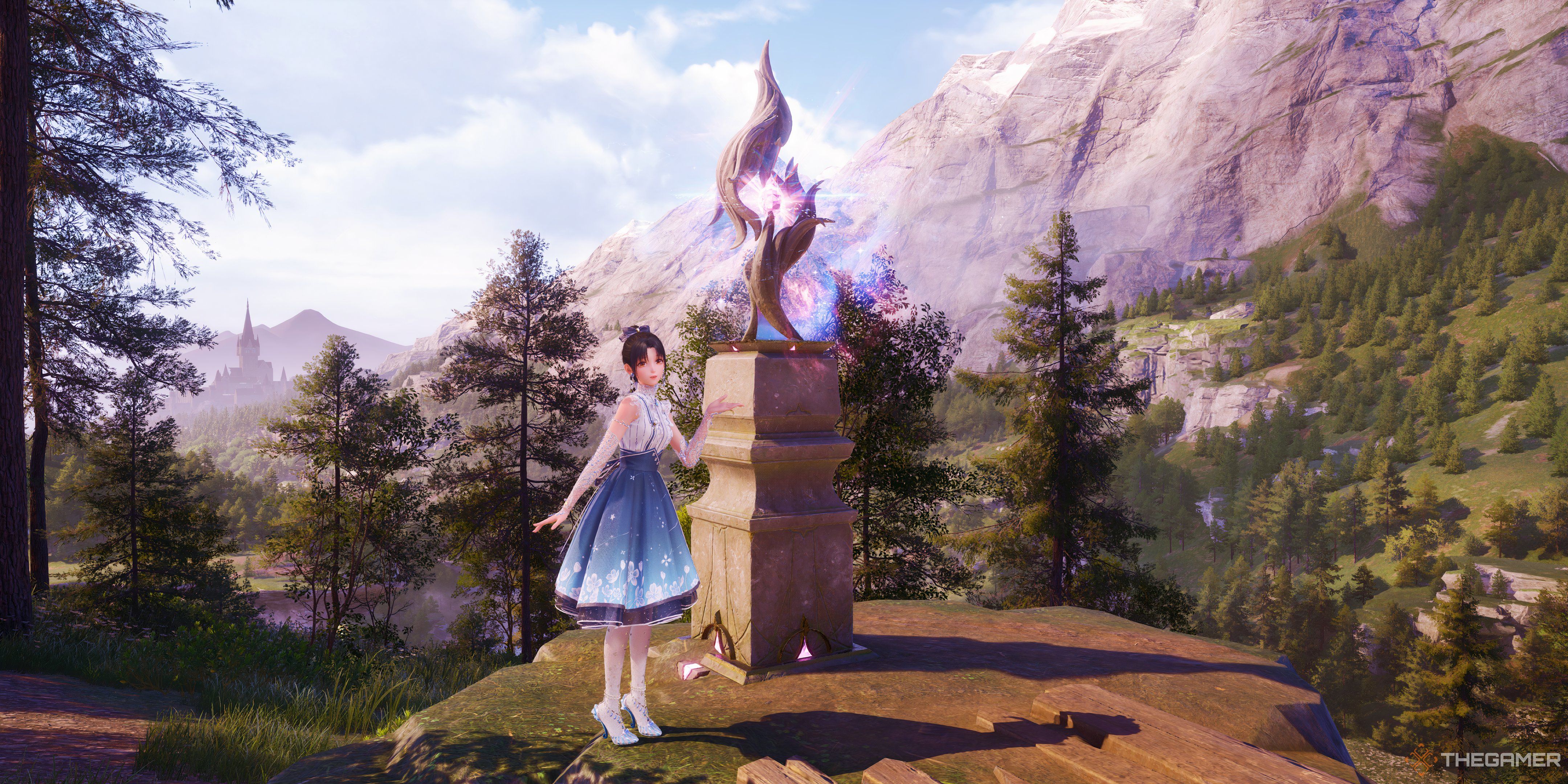 Nikki standing next to a Warp Spire in Infinity Nikki.
