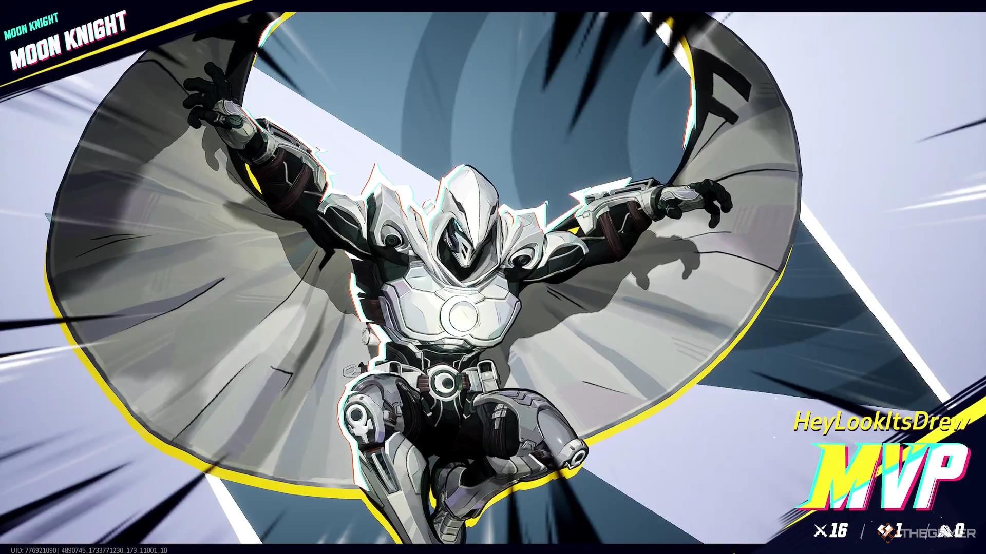 Moon Knight earns the MVP award in Marvel Rivals.