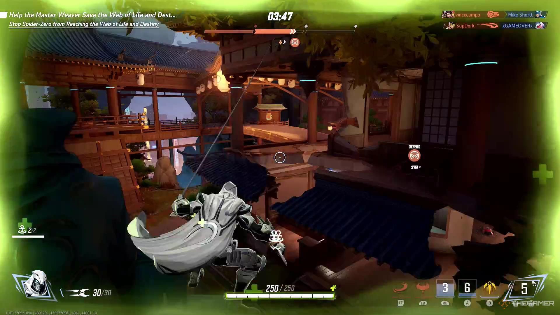 Moon Knight uses his Moonlight Hook to pull himself out of danger in Marvel Rivals.