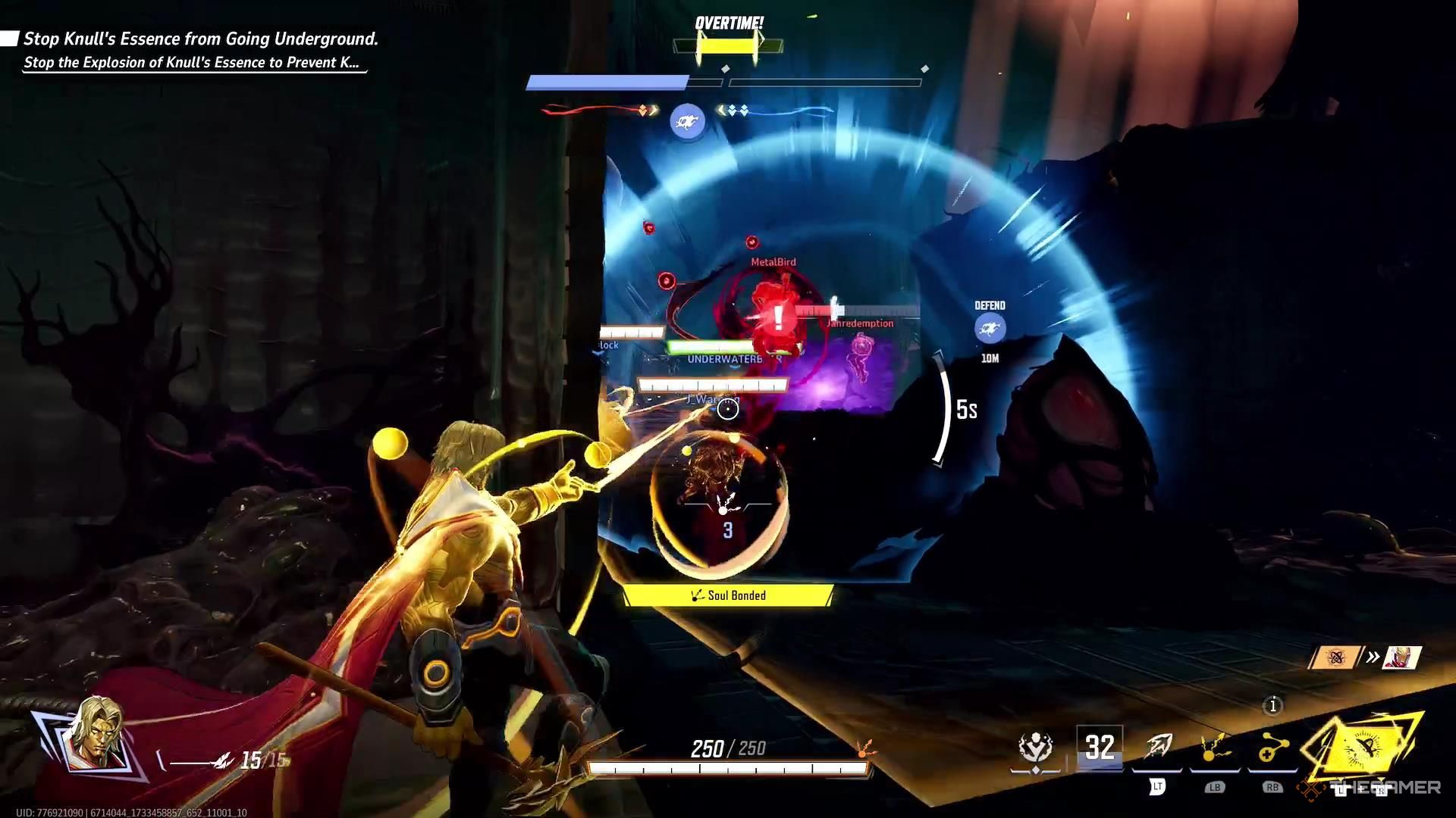 Adam Warlock casting Soul Bond on his allies in Marvel Rivals.