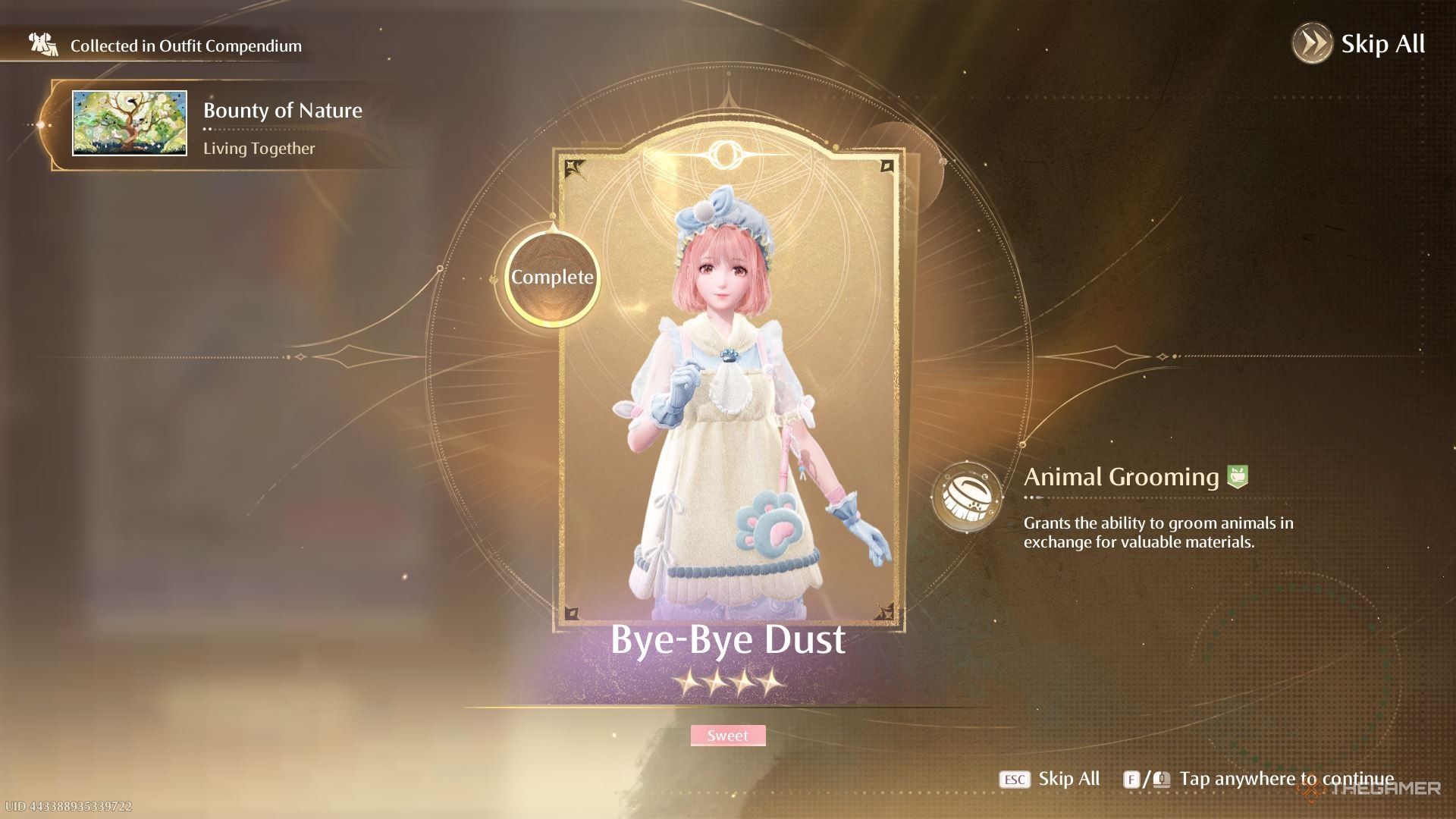 The completed Bye-Bye Dust sketch in Infinity Nikki.