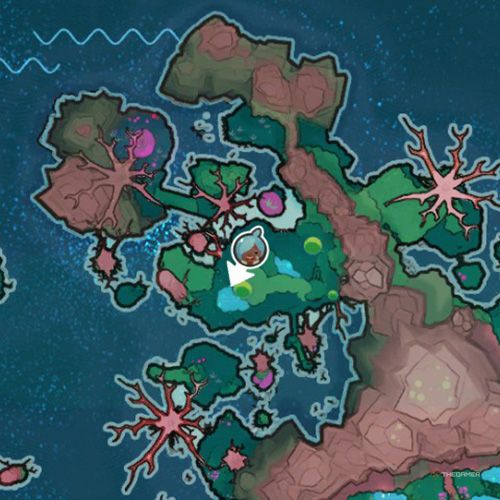 The player's icon shows the location of the treasure pod no 5 at the Moss Blanket in Slime Rancher