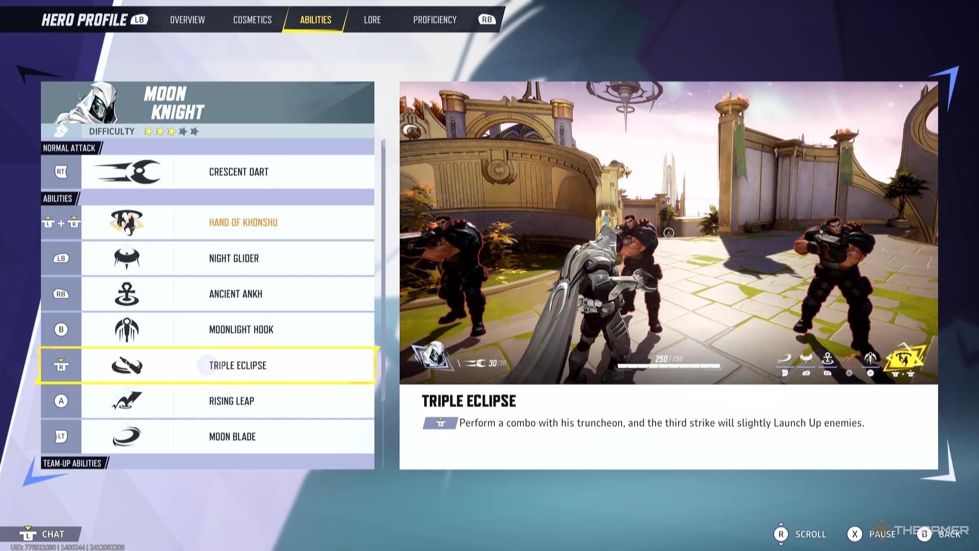 The Triple Eclipse description for Moon Knight in Marvel Rivals.