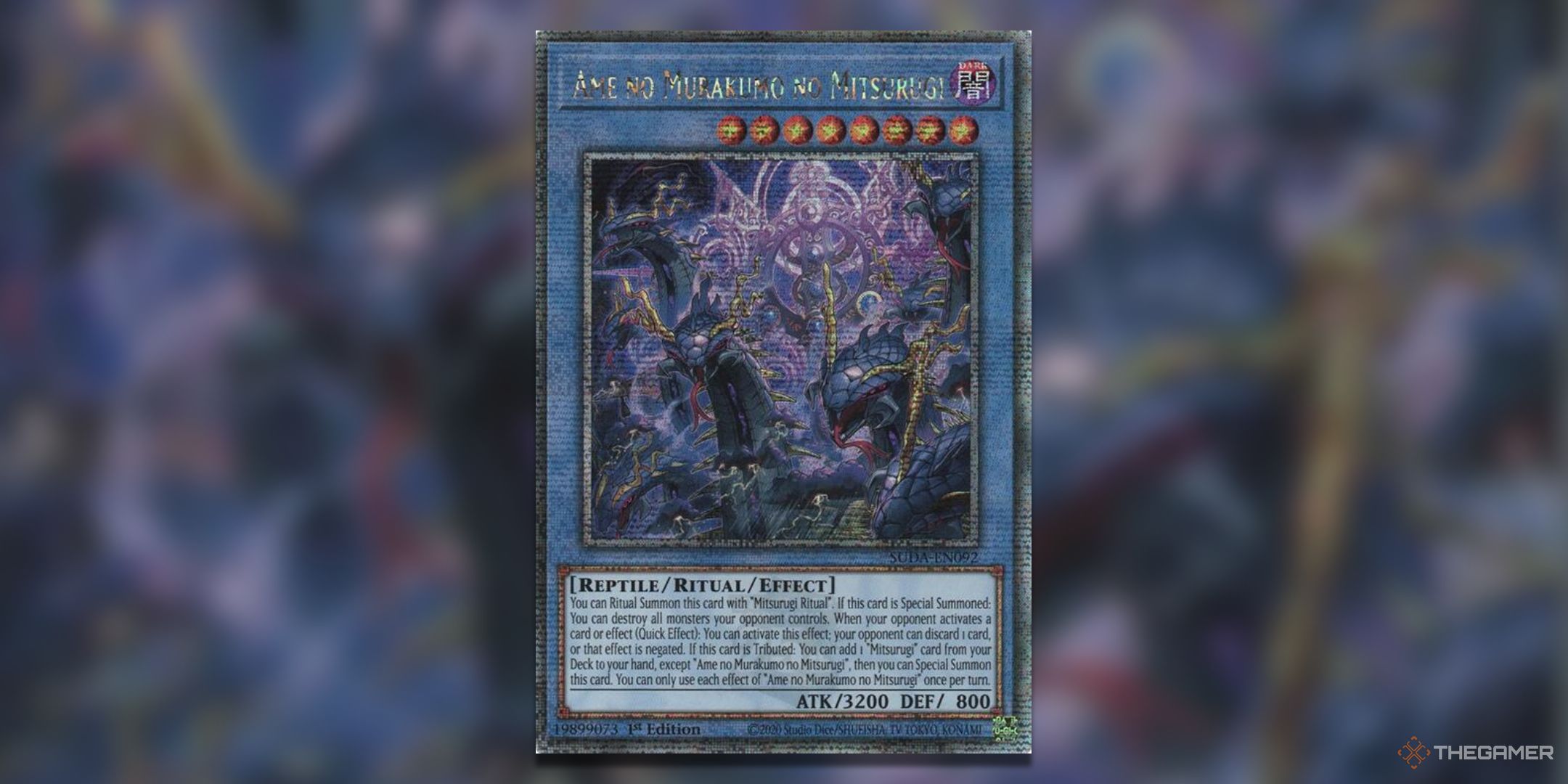 Ame No Murakumo No Mitsurugi Quarter Century Rare Yu-Gi-Oh! TCG Card Art.
