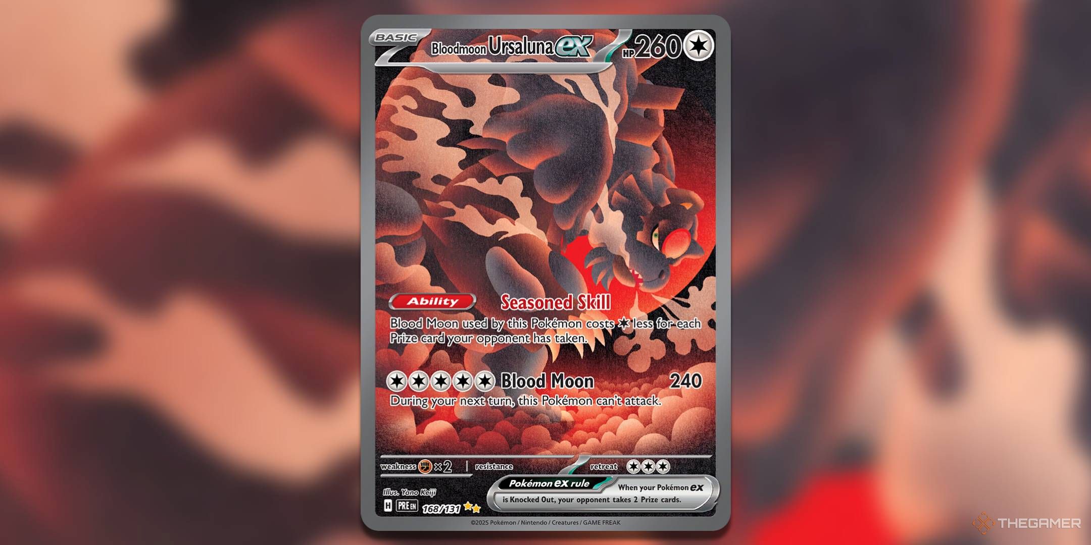 Bloodmoon Ursaluna ex Prismatic Evolutions Pokemon TCG card.