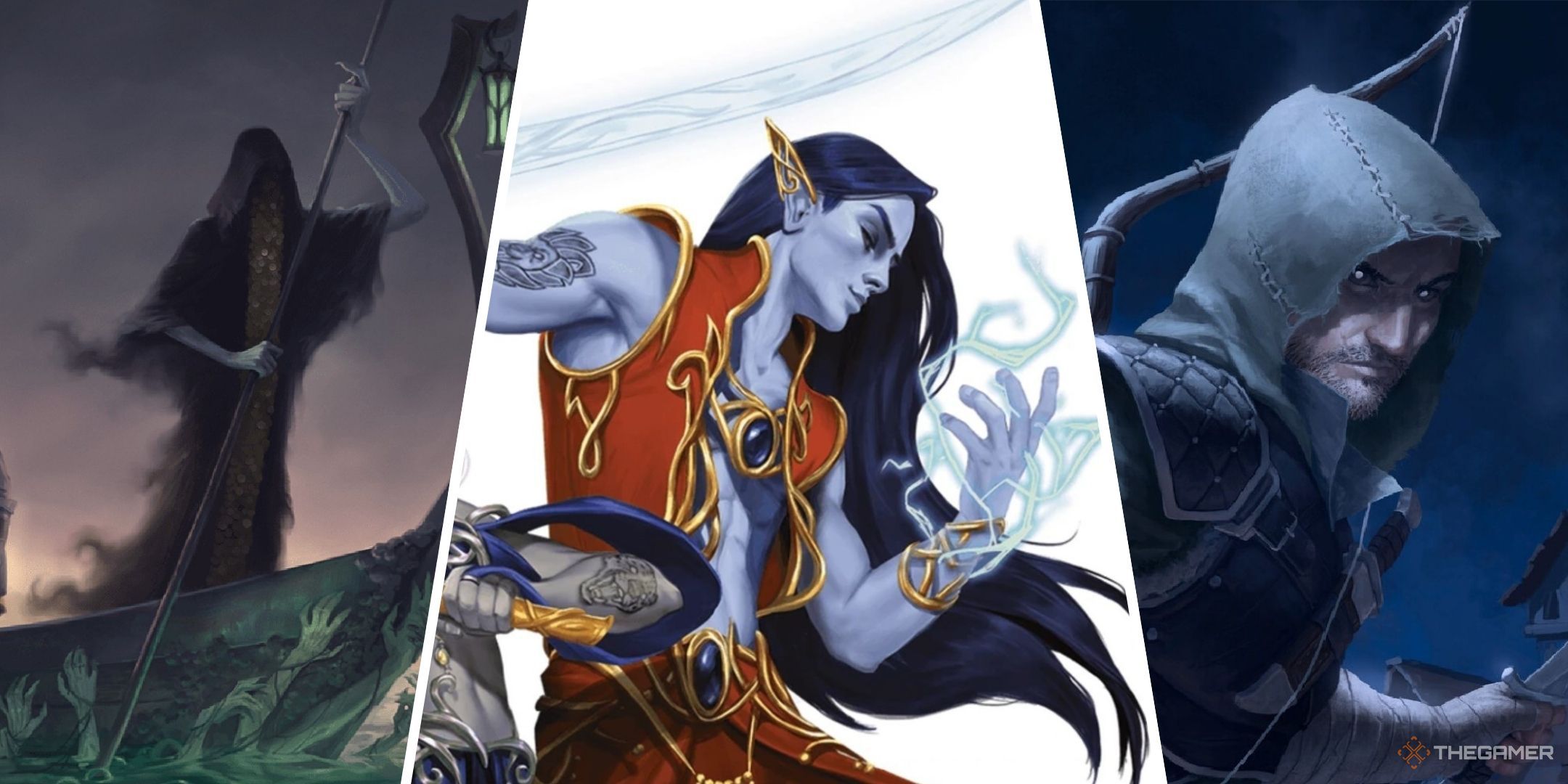 Dungeons & Dragons image showing a charon, an elven bladesinger, and a rogue.