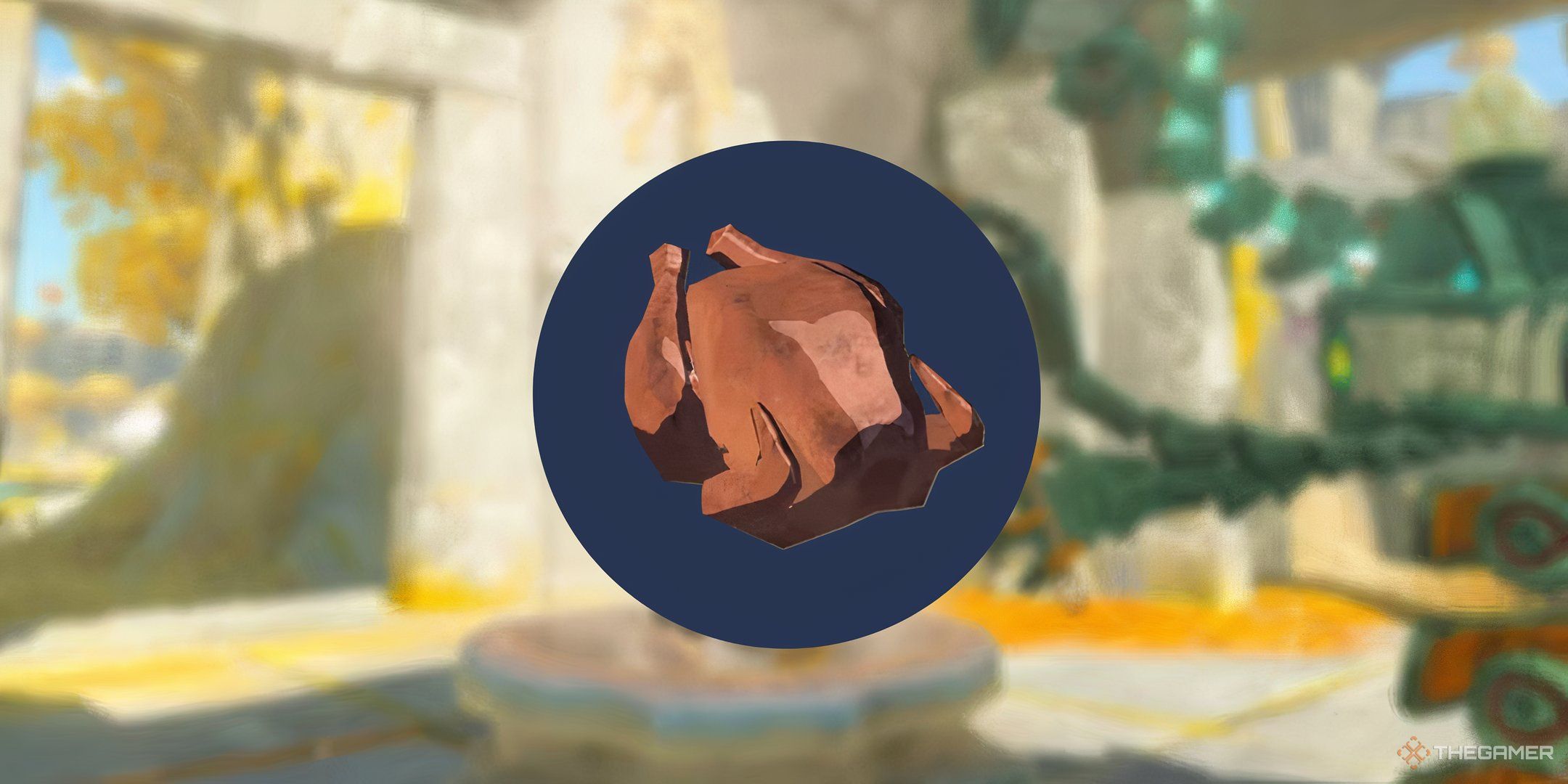 The roasted whole bird recipe on a blue background in Tears of the Kingdom.