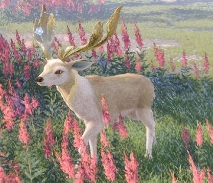 Crowndeer amongst flowers in Infinity Nikki