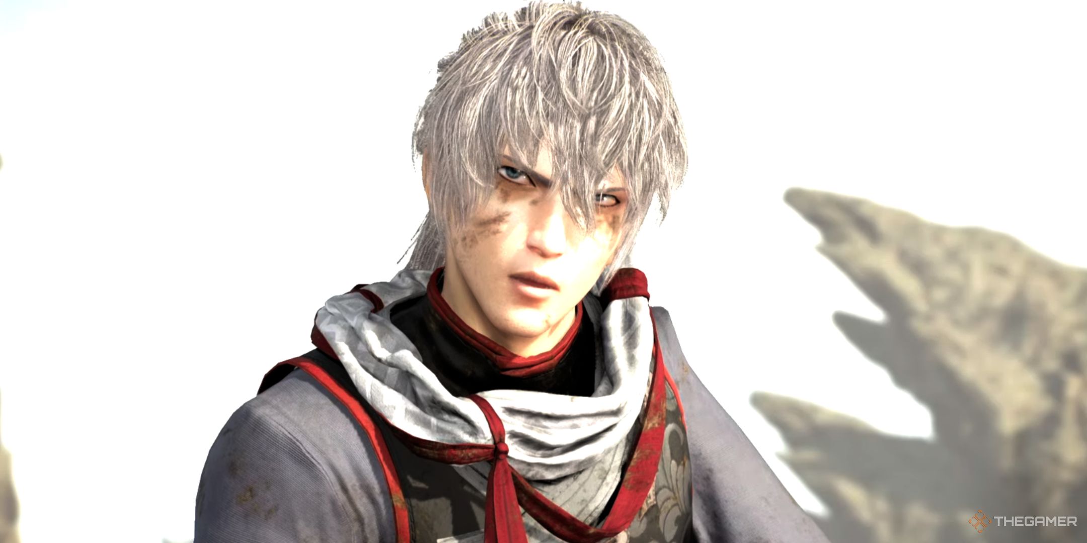 a closeup of bailuan after his defeat in dynasty warriors: origins.