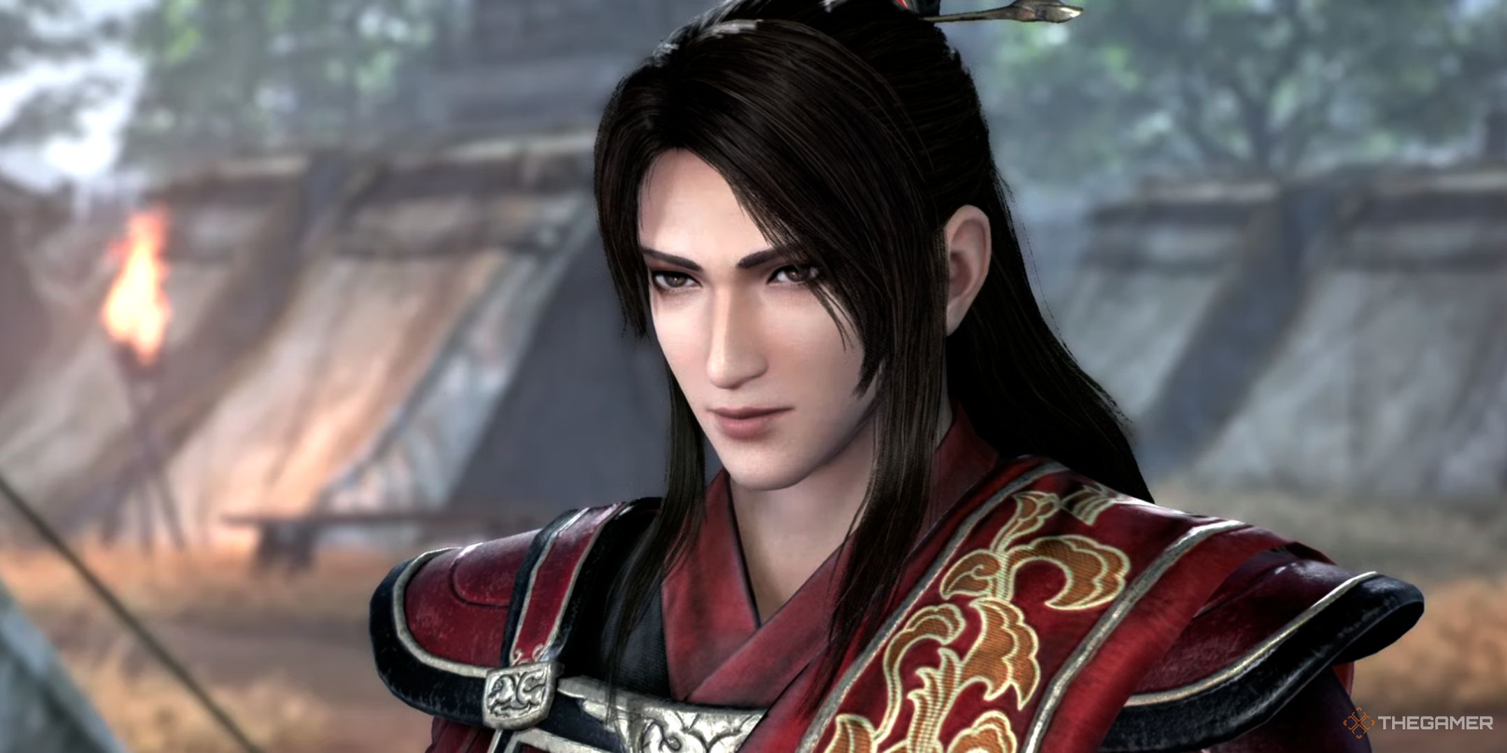 a closeup of Zhou Yu in Sun Ce's camp in Dynasty Warriors: Origins.