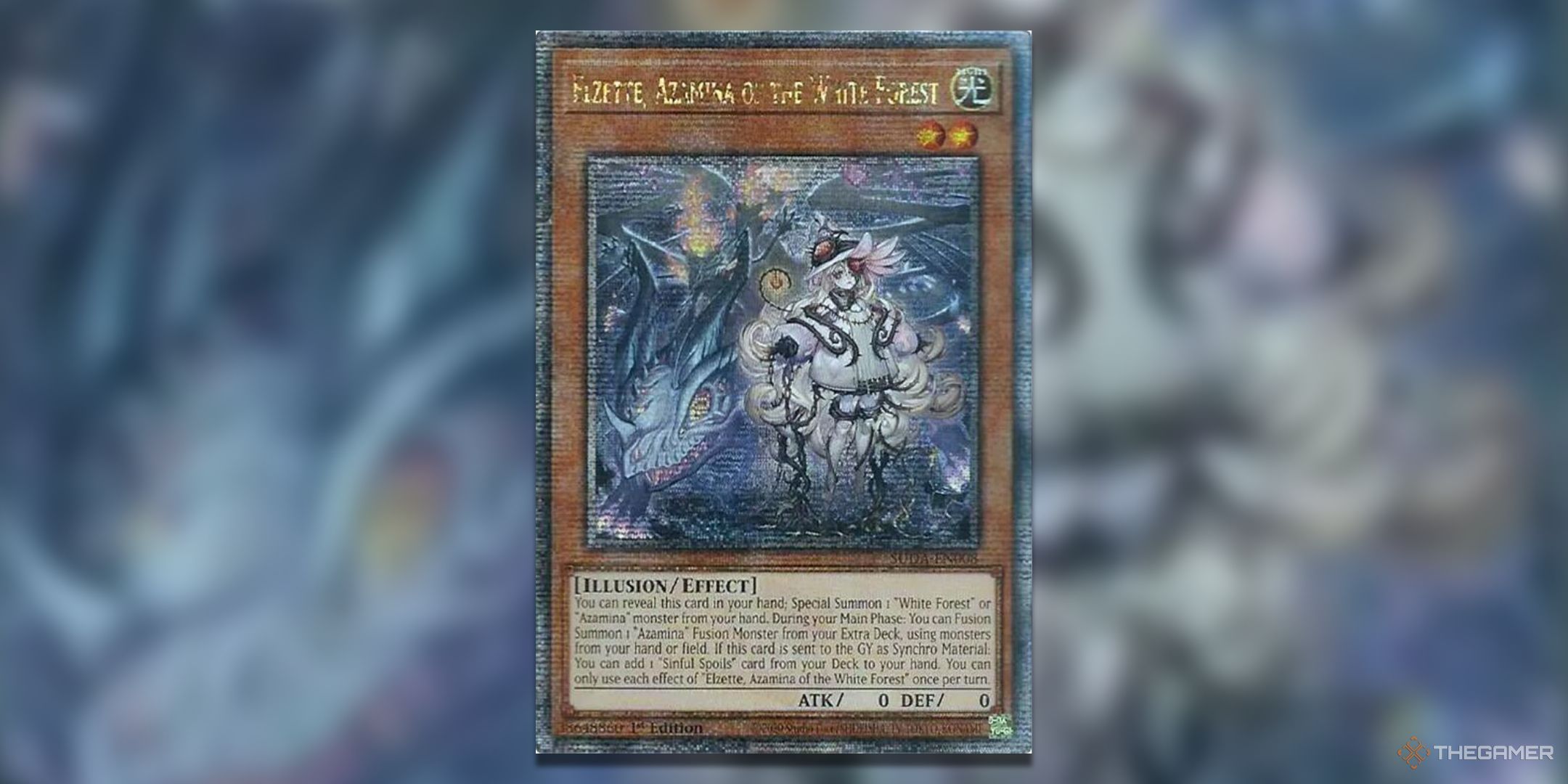 Elzette Azamina of the White Forest Quarter Century Rare Yu-Gi-Oh! TCG Card Art.